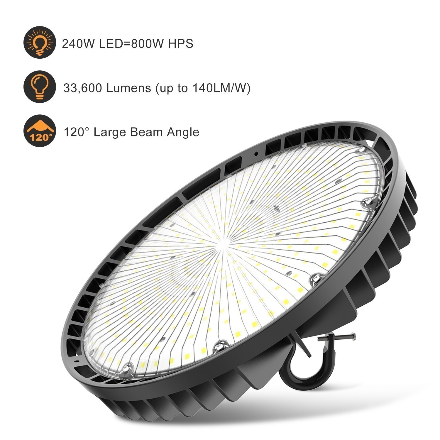 KUKUPPO 240W LED High Bay Light Dimmable Shop Light 4500K 5000K 5700K Adjustable
