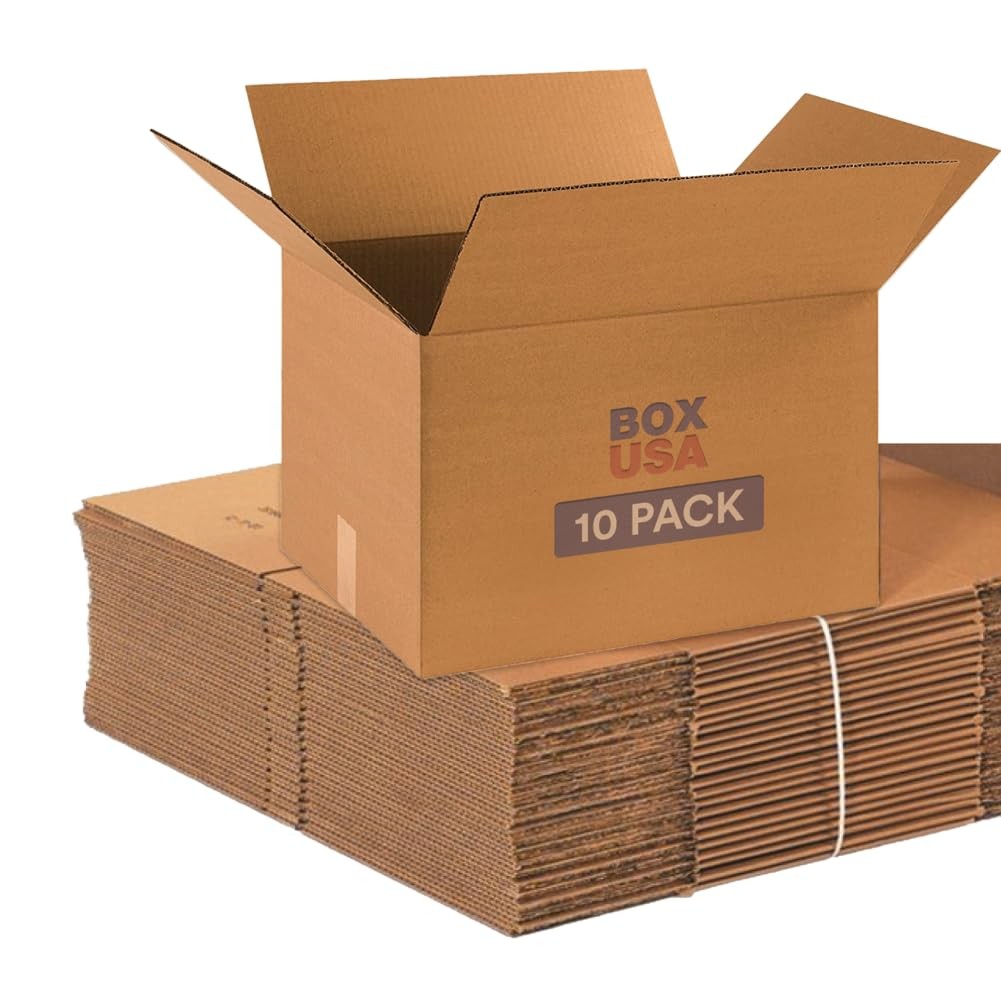 BOX USA Moving Boxes Medium 18″L x 14″W x 12″H 10-Pack, Kraft Brown