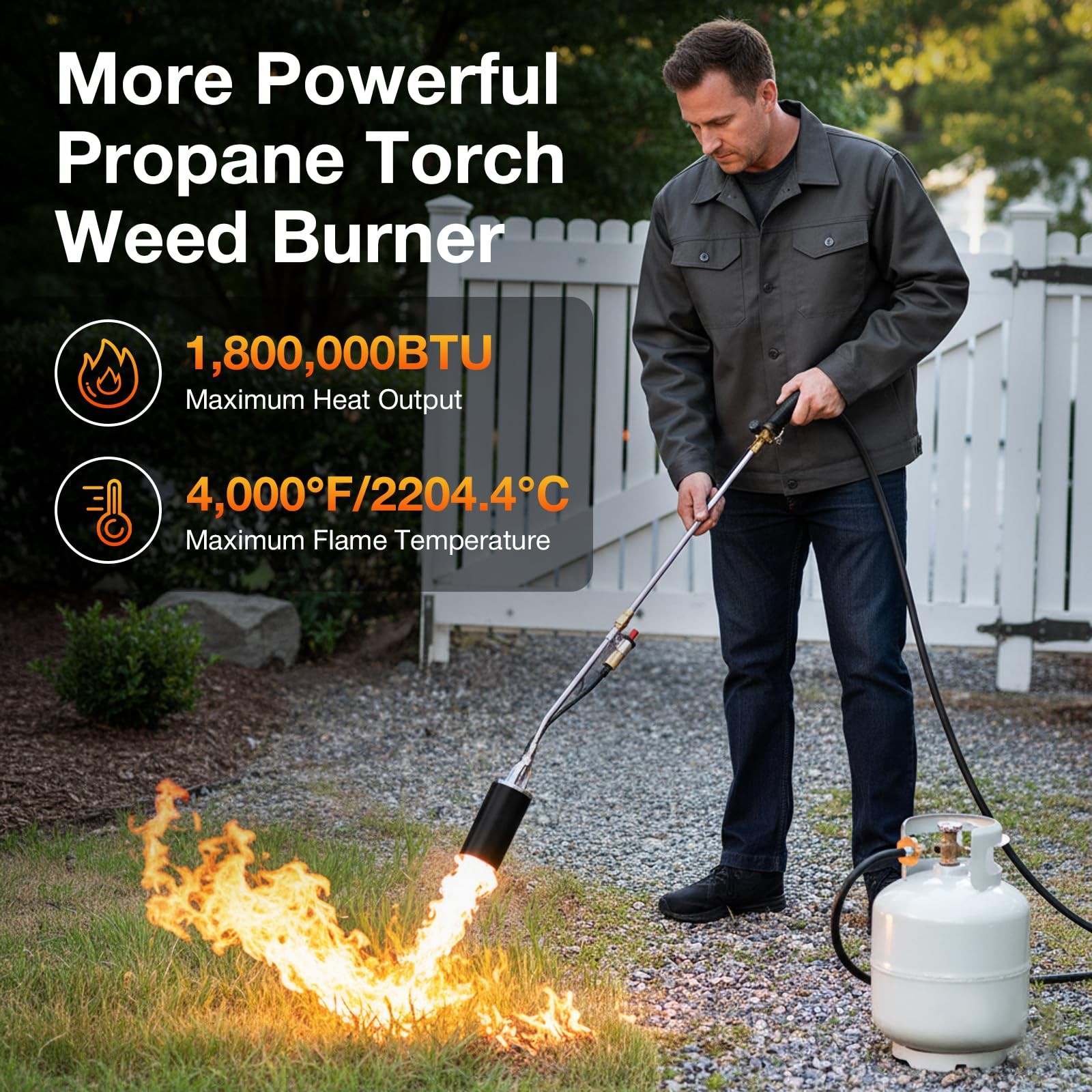 Heavy Duty Propane Torch 1,800,000 BTU for Weeding, Snow Melting, Roofing