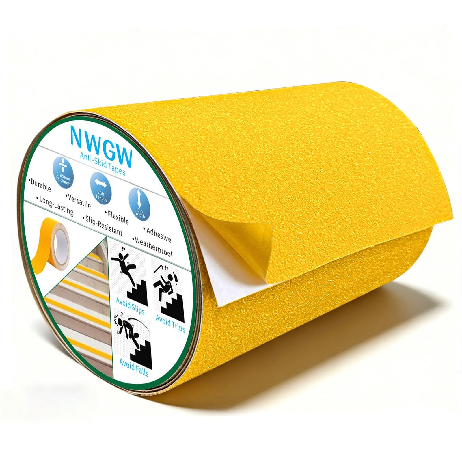 Anti Slip Tape 6″ x 30FT, Dark Yellow Heavy Duty Waterproof Non-Slip Safety T…