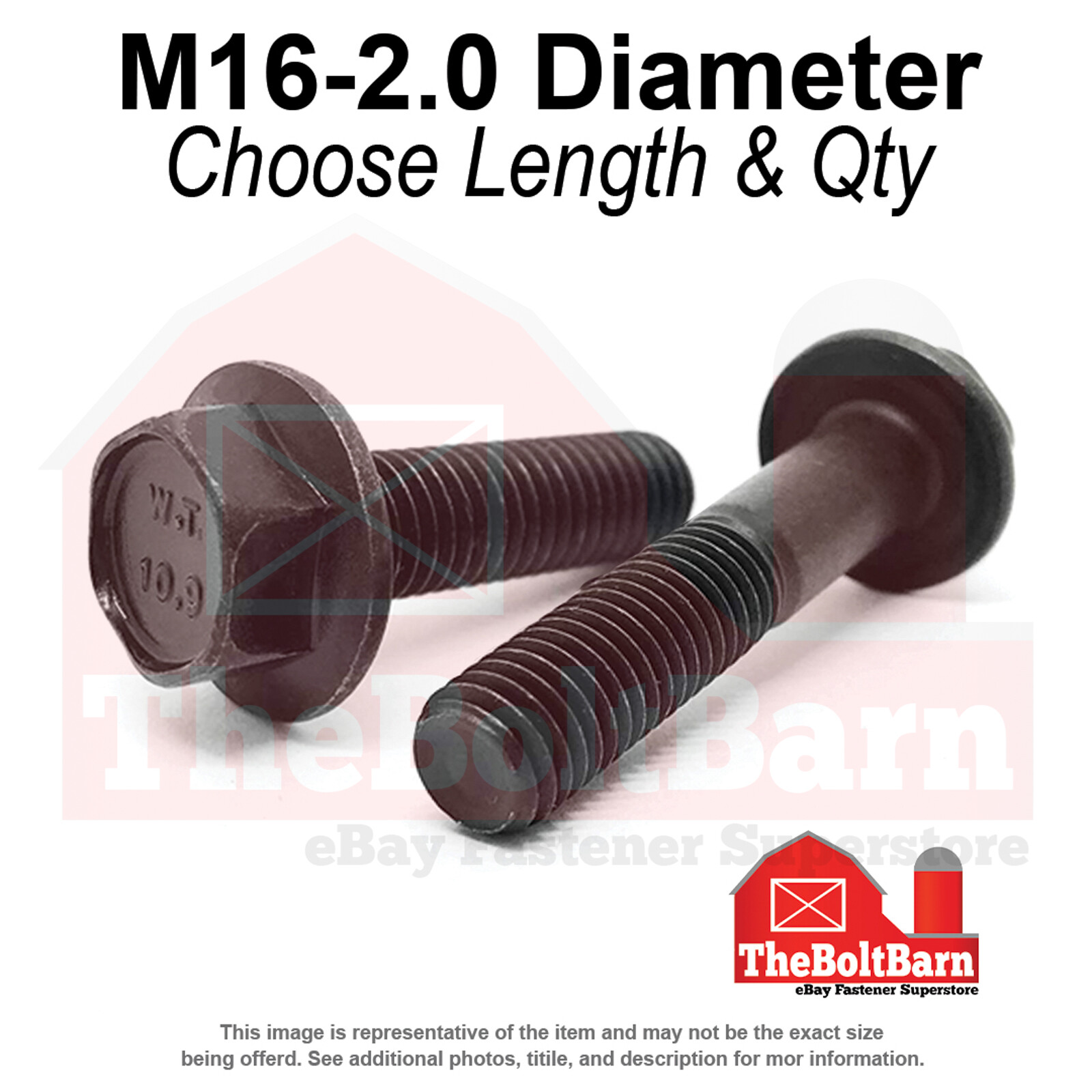 M16-2.0 Class 10.9 Hex Flange Screws Frame Bolts Phos & Oil (Pick Length &Qty)