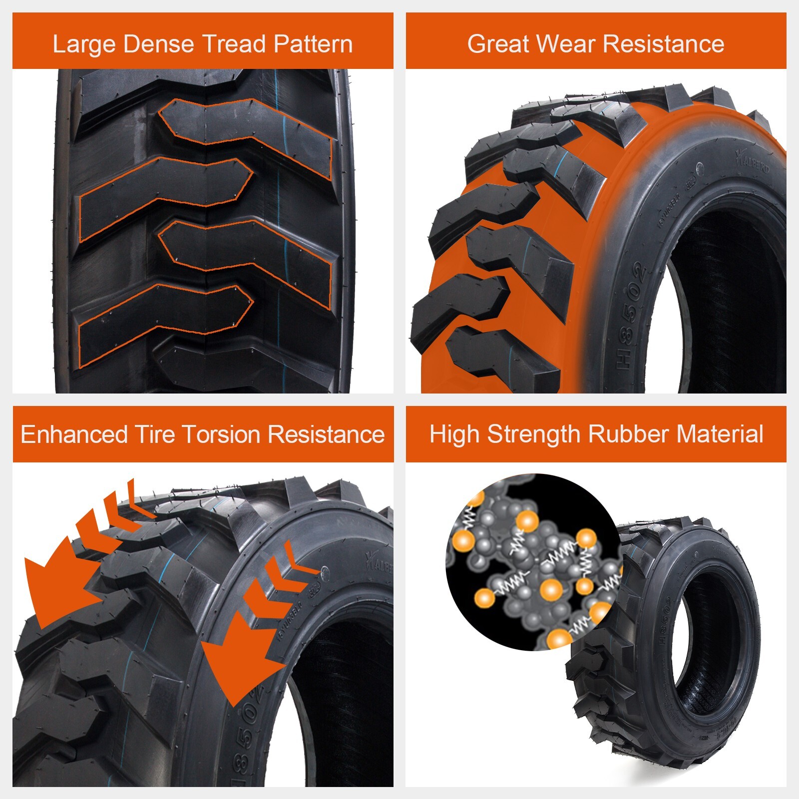4-Pack 10-16.5 Skid Steer Tires SKS 10×16.5 Heavy Duty 10PR 50% Longer Wear Life
