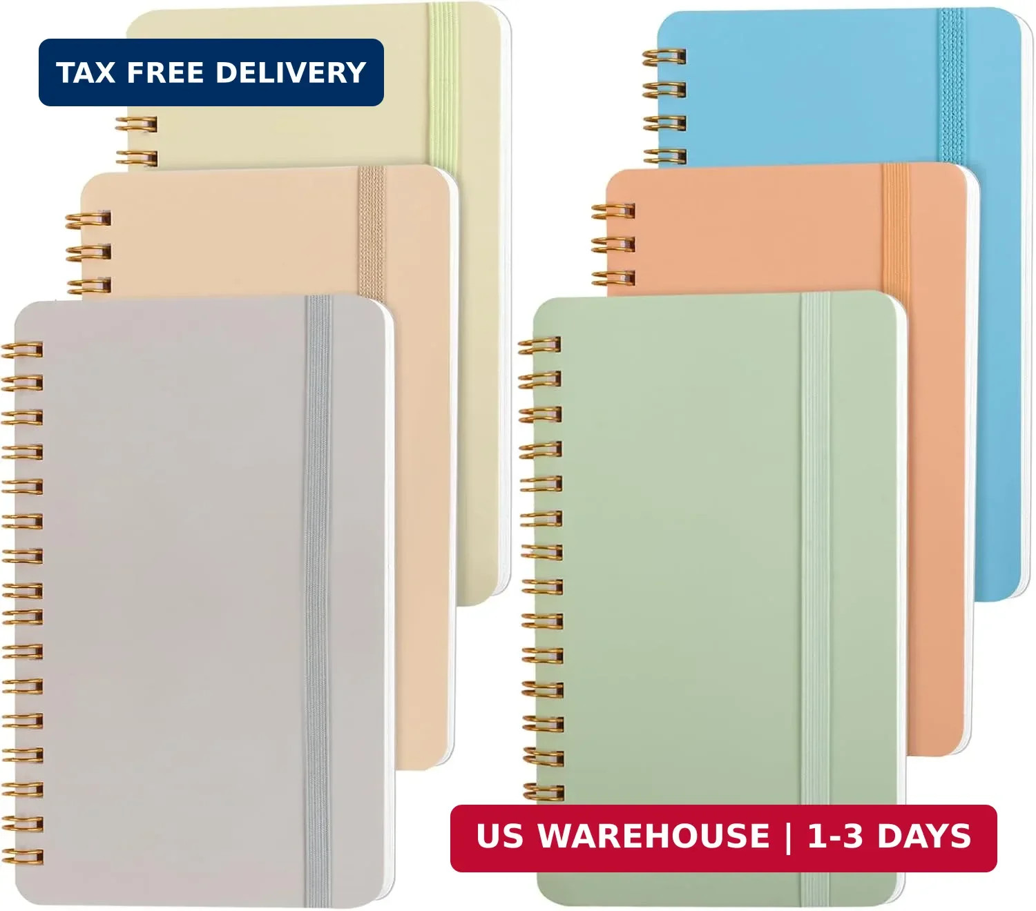 Azureal 6 PCS Small Spiral Notebook 4×6, Notebooks for Note Taking, Colorful Sch