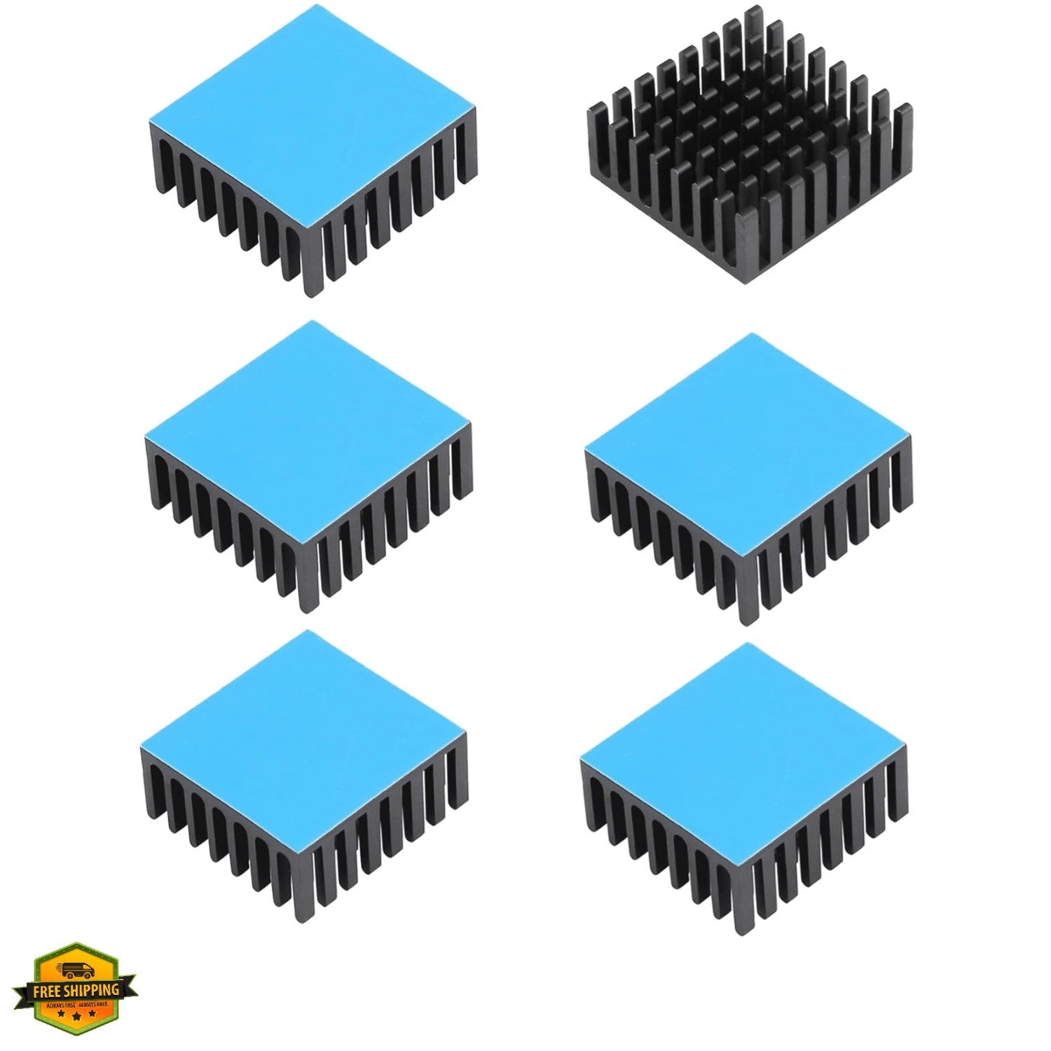 6pcs Small Aluminum Heatsink 25x25x10mm / 0.98×0.98×0.39inch Heat Sink Cooler…