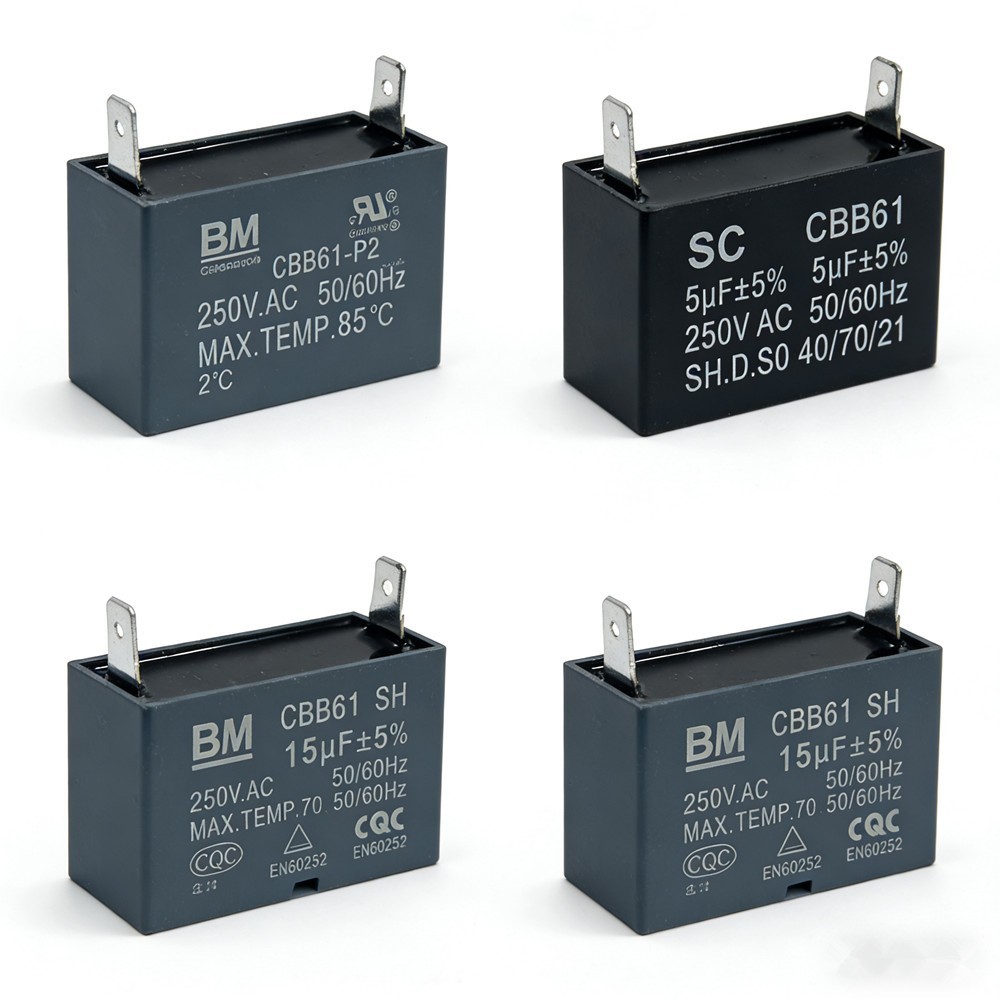 CBB61 250V Fan Capacitor 250 VAC 4/5/6/8/10/12/15/20/24/25 UF 2 PINS
