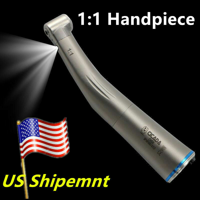 CICADA Dental 1:1 LED Fiber Optic Handpiece Contra Angle Low Speed