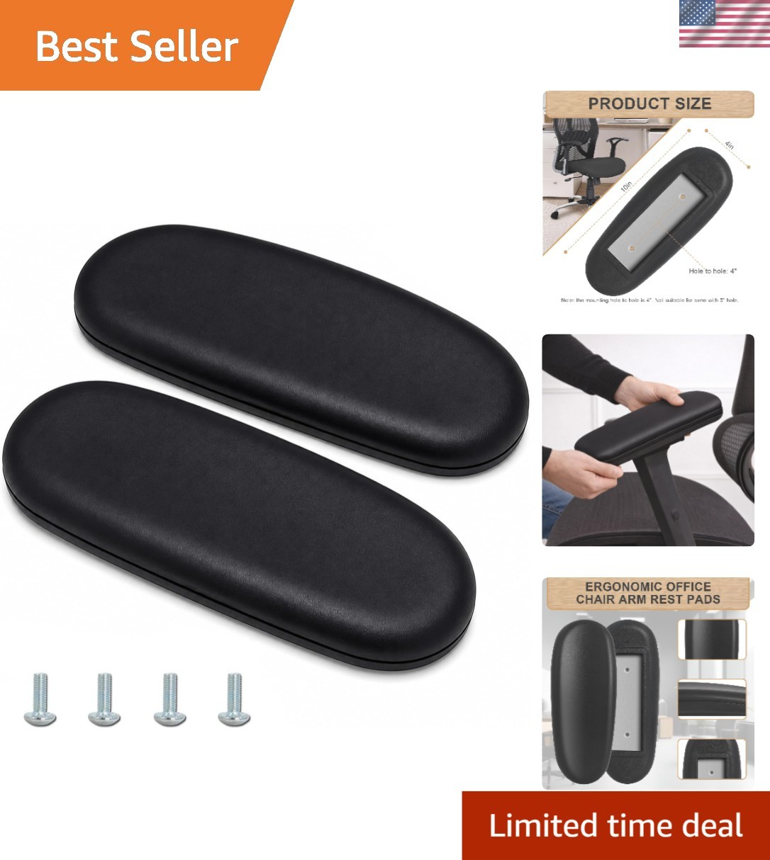Office Chair Armrest Pads Replacement Fits Univeral Desk Chair Arms with Moun…