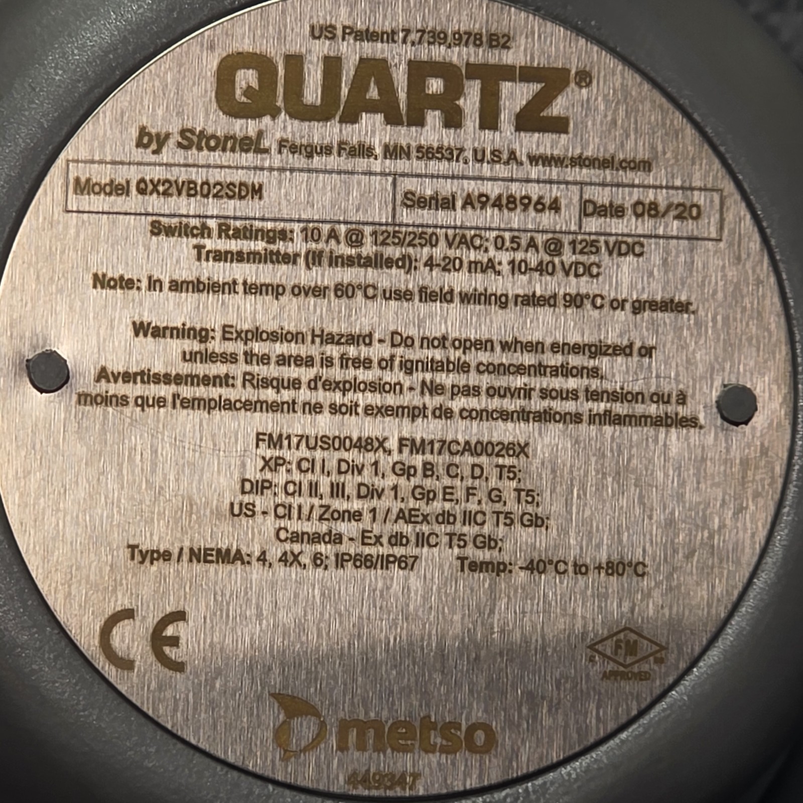 Jamesbury VPVL300DSR4 5BD Actuator w/MESTO QX2VB02SDM