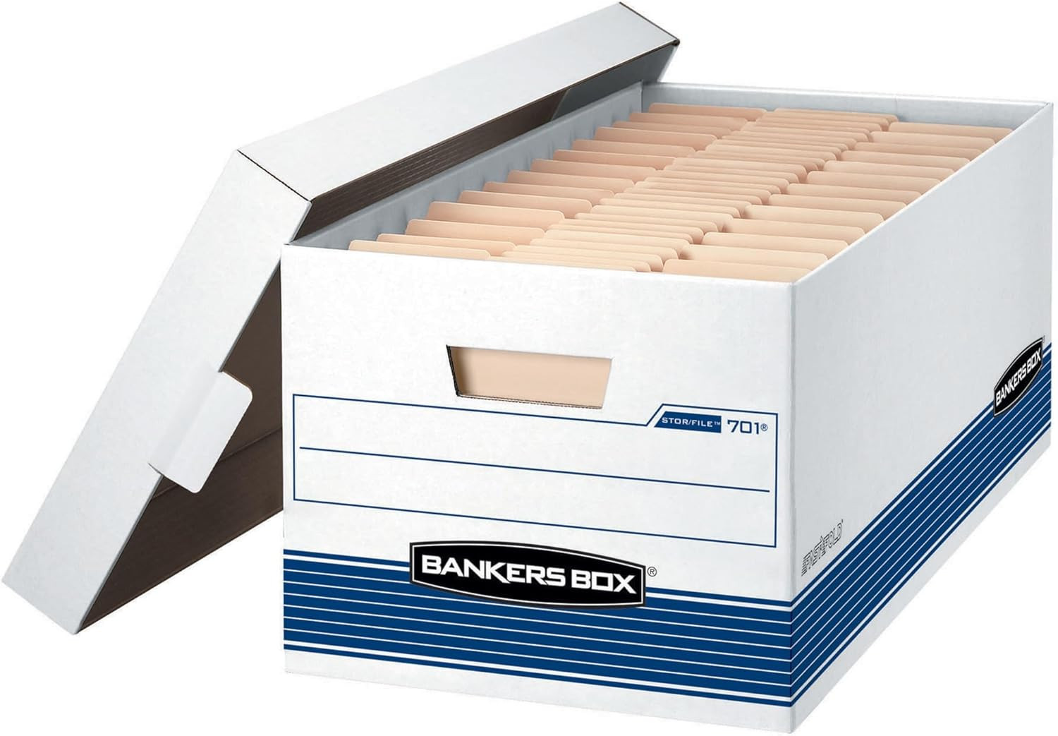 20 Pack Medium-Duty File Storage Boxes with Lift-Off Lid, White/Blue