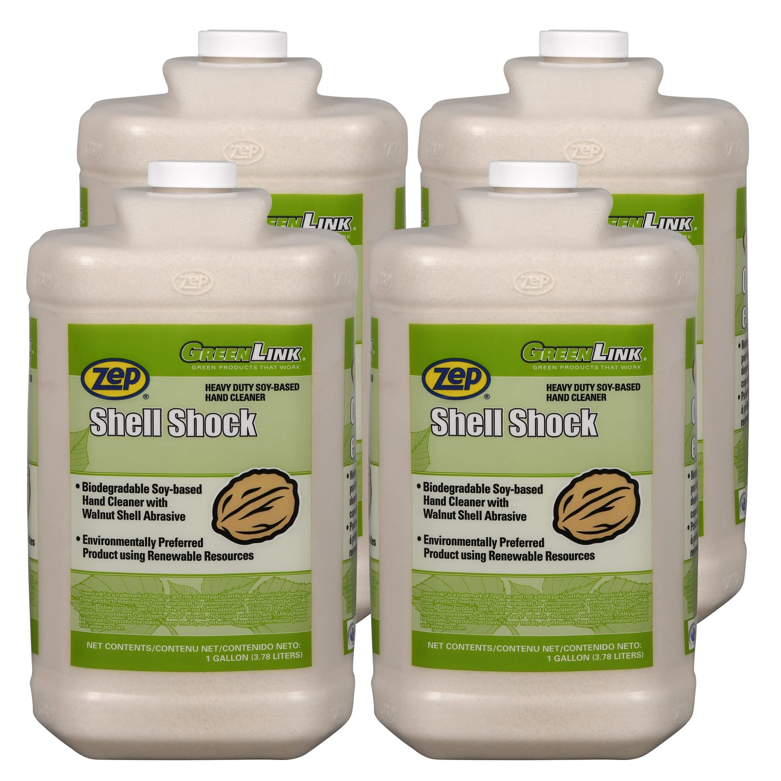 Cleaner Industrial 1 Gallon Pack of 4 Biodegradable Zep Shell Shock Hand Case