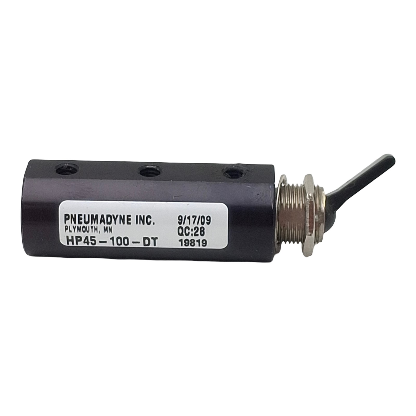 Pneumadyne HP45-100-DT Detented Toggle Air Control Valve, 4-Way, 5-Port, #10-32