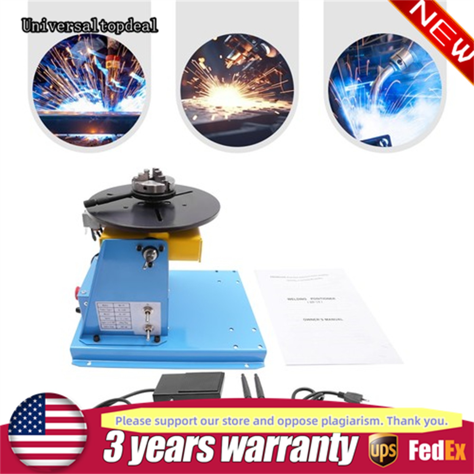 10KG Rotary Welding Positioner Turntable Table Welding Position 0-90° 1-12rpm