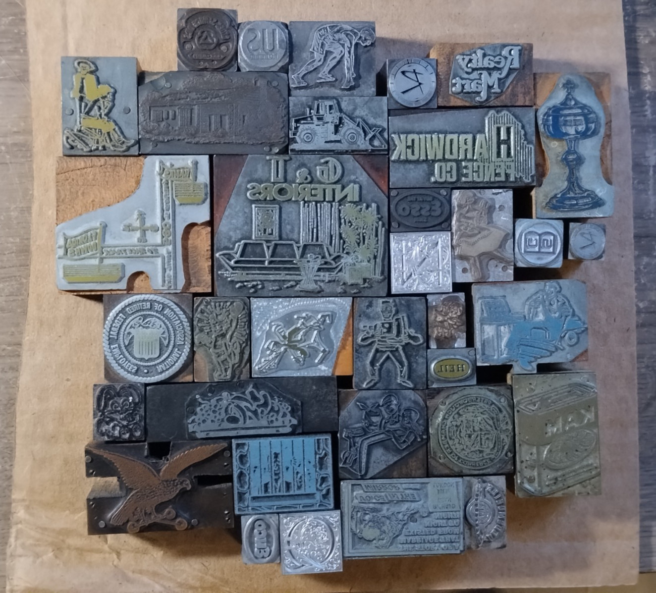 Vintage Printing Letterpress Printers Block. Lot (P1-6)