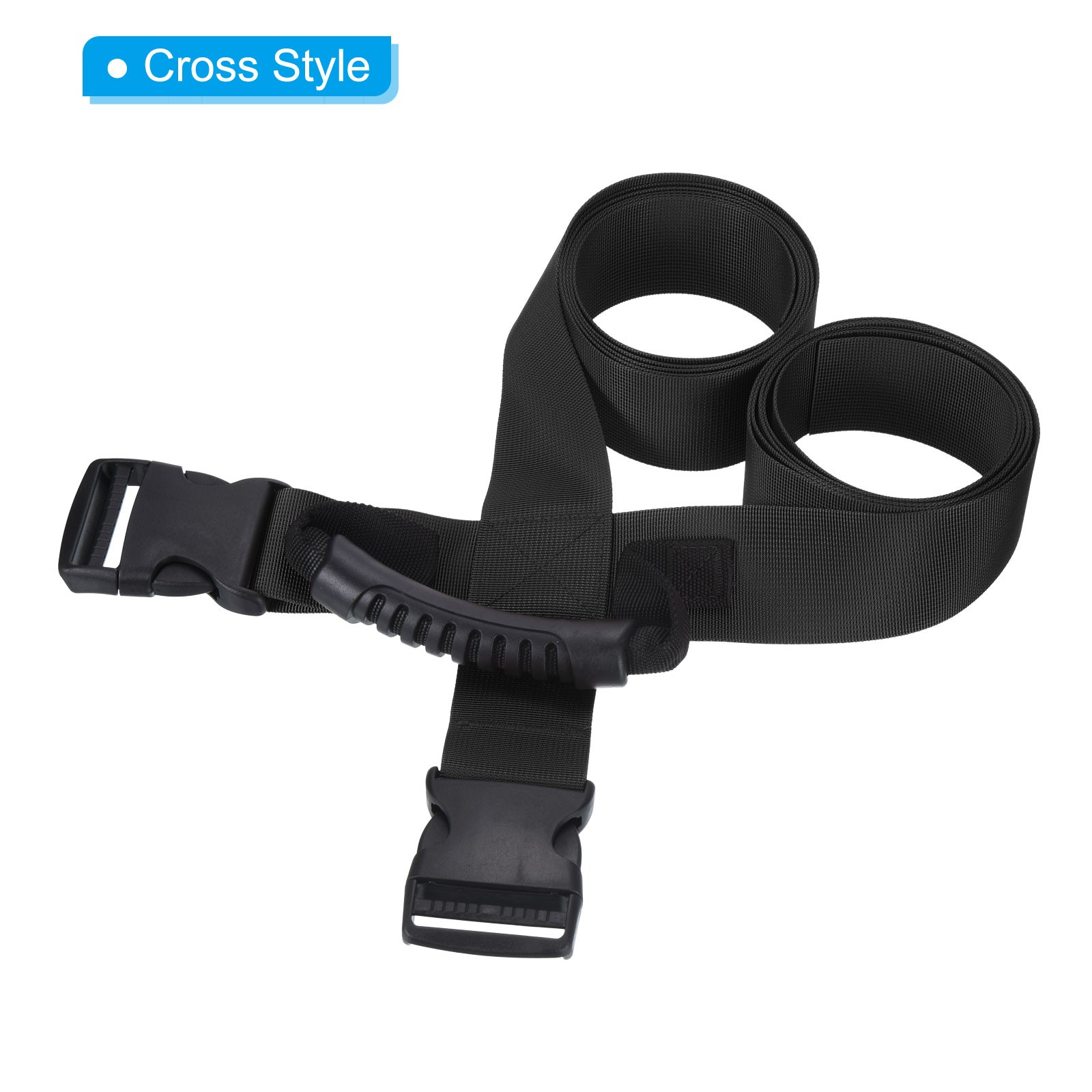 Carrying Strap with Handle Cross Style Adjustable Nylon Belt Black for Moving