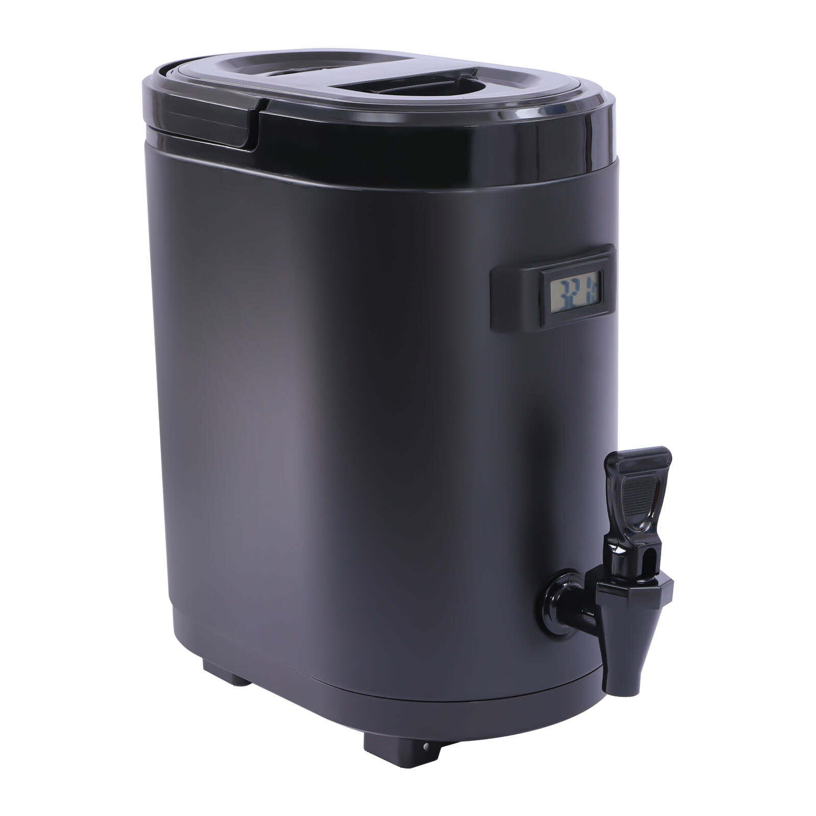 11.42*7.09*12.6in 2.11Gal Black Oval Insulated Beverage Dispenser W/ Thermometer