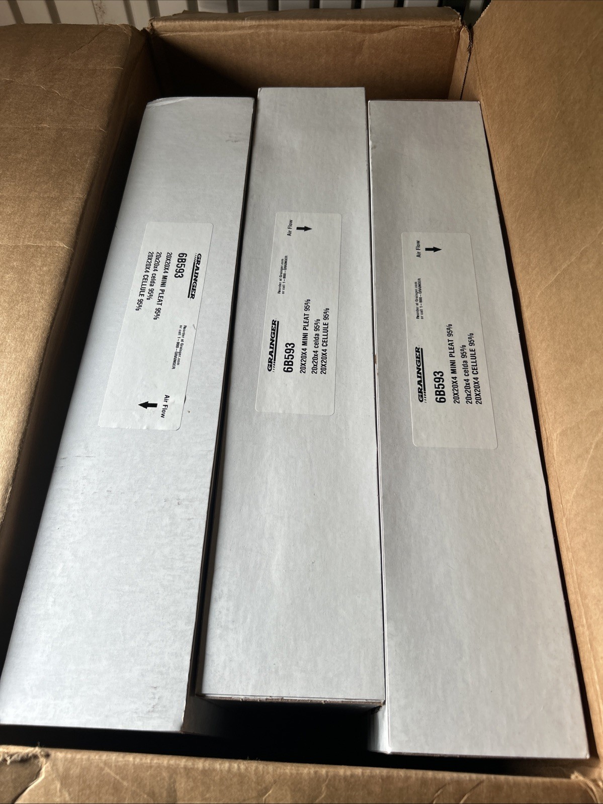 3 Pack GRAINGER 6B593 MIRV 14 20x20x4 Mini-Pleat Air Filter (Box Of 3)