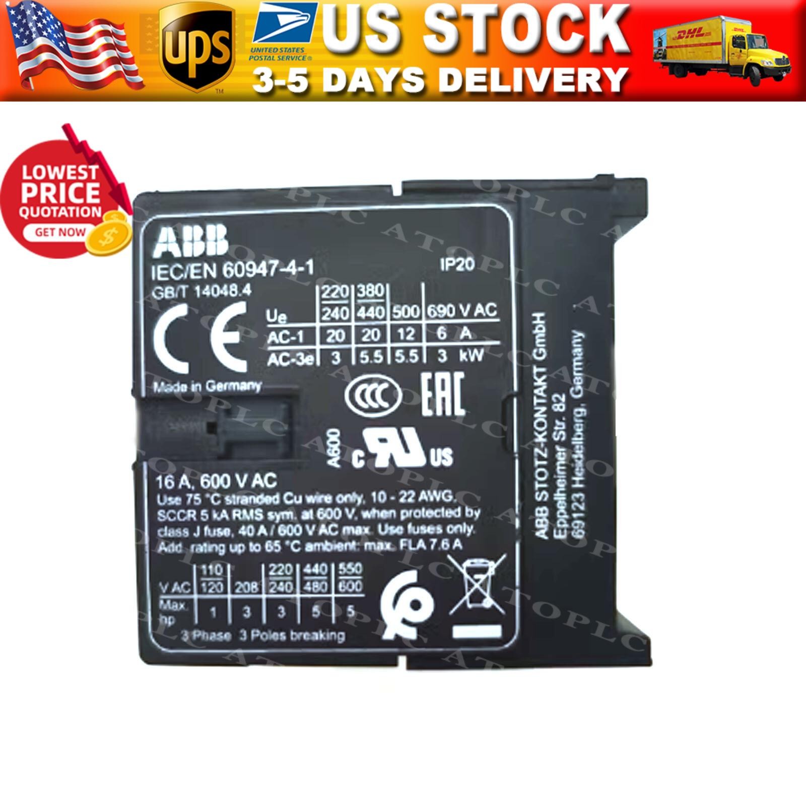 ABB IEC/EN60947-4-1 Contactor New In Box US Free TAX