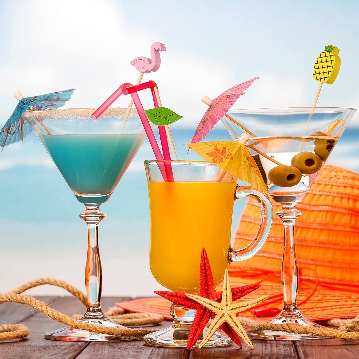 160 Pcs Cocktail Drink Decoration Accessories 60 Drink Cocktail Umbrellas 100