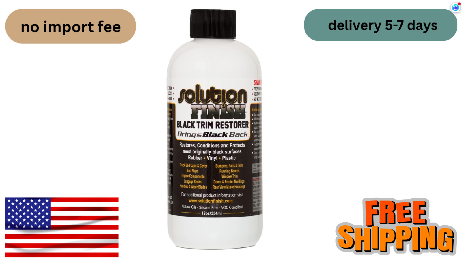 Solution Finish – Black Plastic & Vinyl Trim Restorer, Black (12 oz)