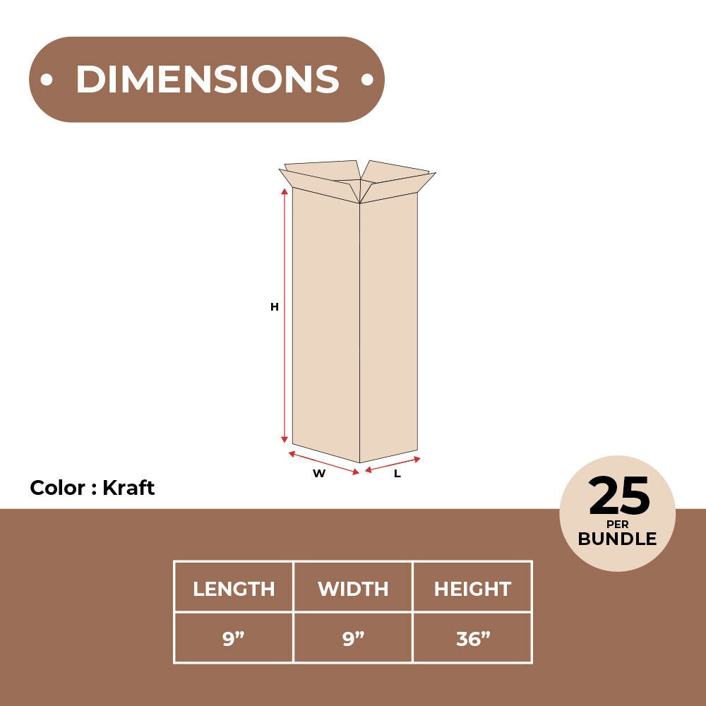 25 9x9x36 Shipping Packing Mailing Moving Boxes Corrugated Carton