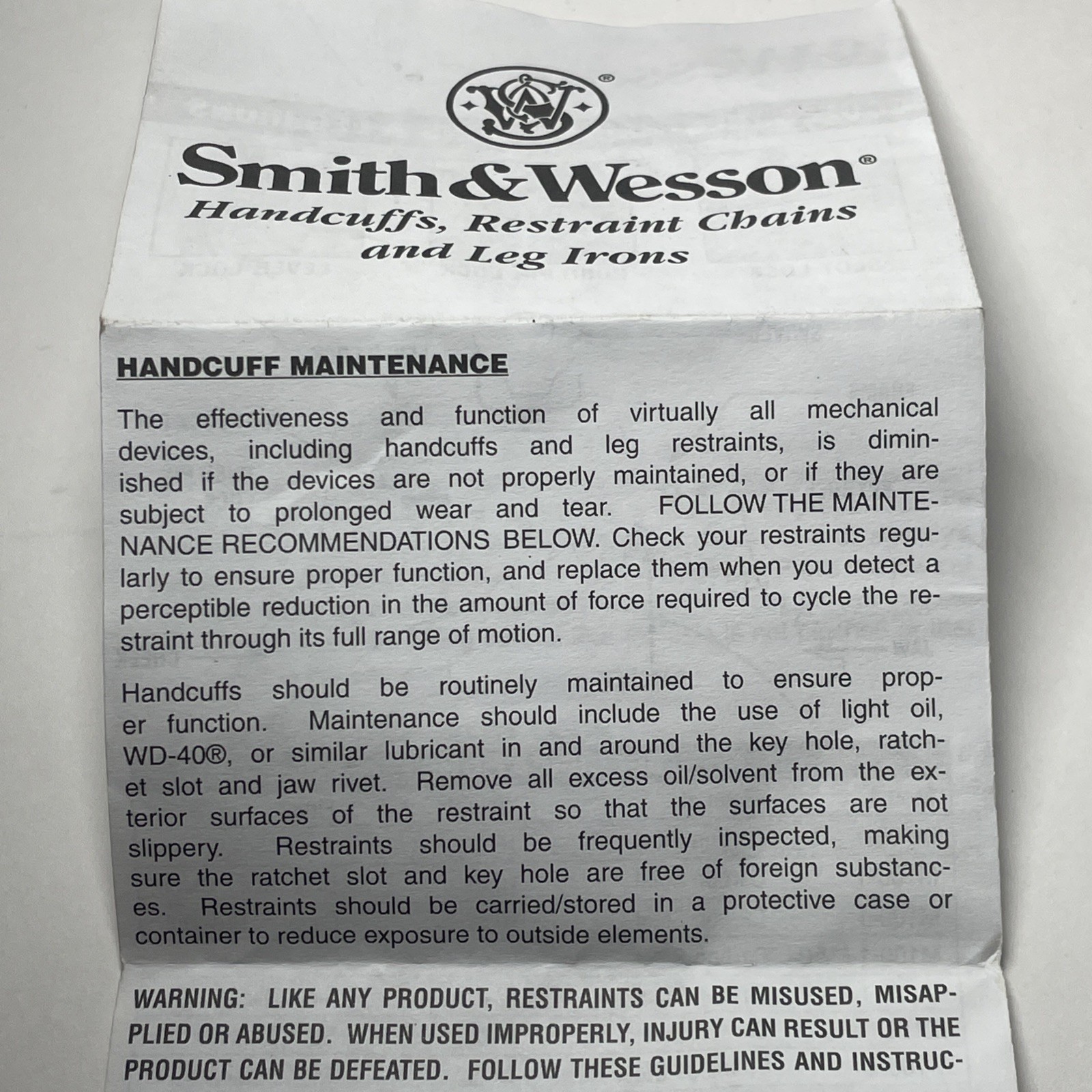 Smith & Wesson Standard Handcuff Key f