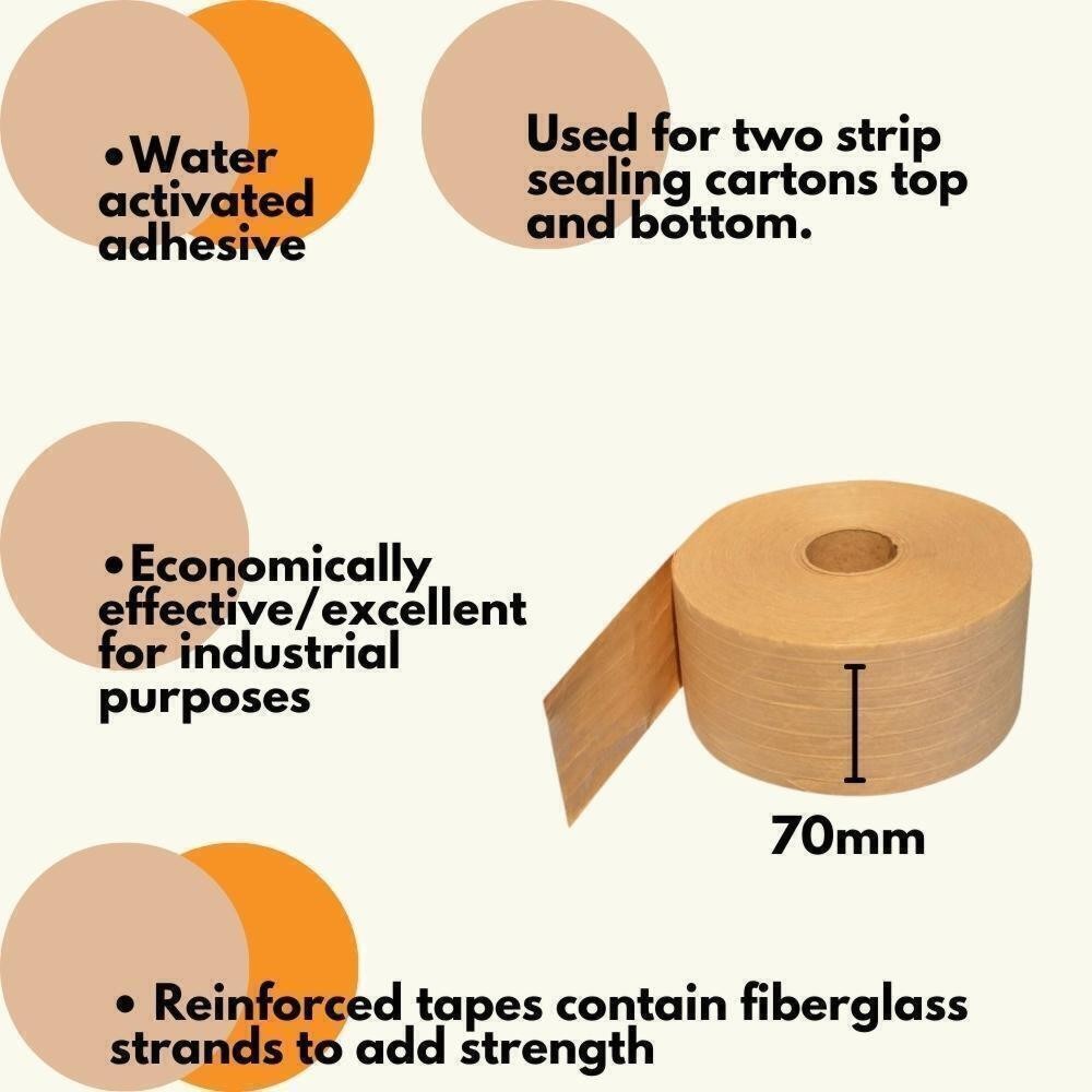 10 Rls Kraft Paper Tape 2.75 Inch x 150 Yards Gummed Tape 5.5 Mil
