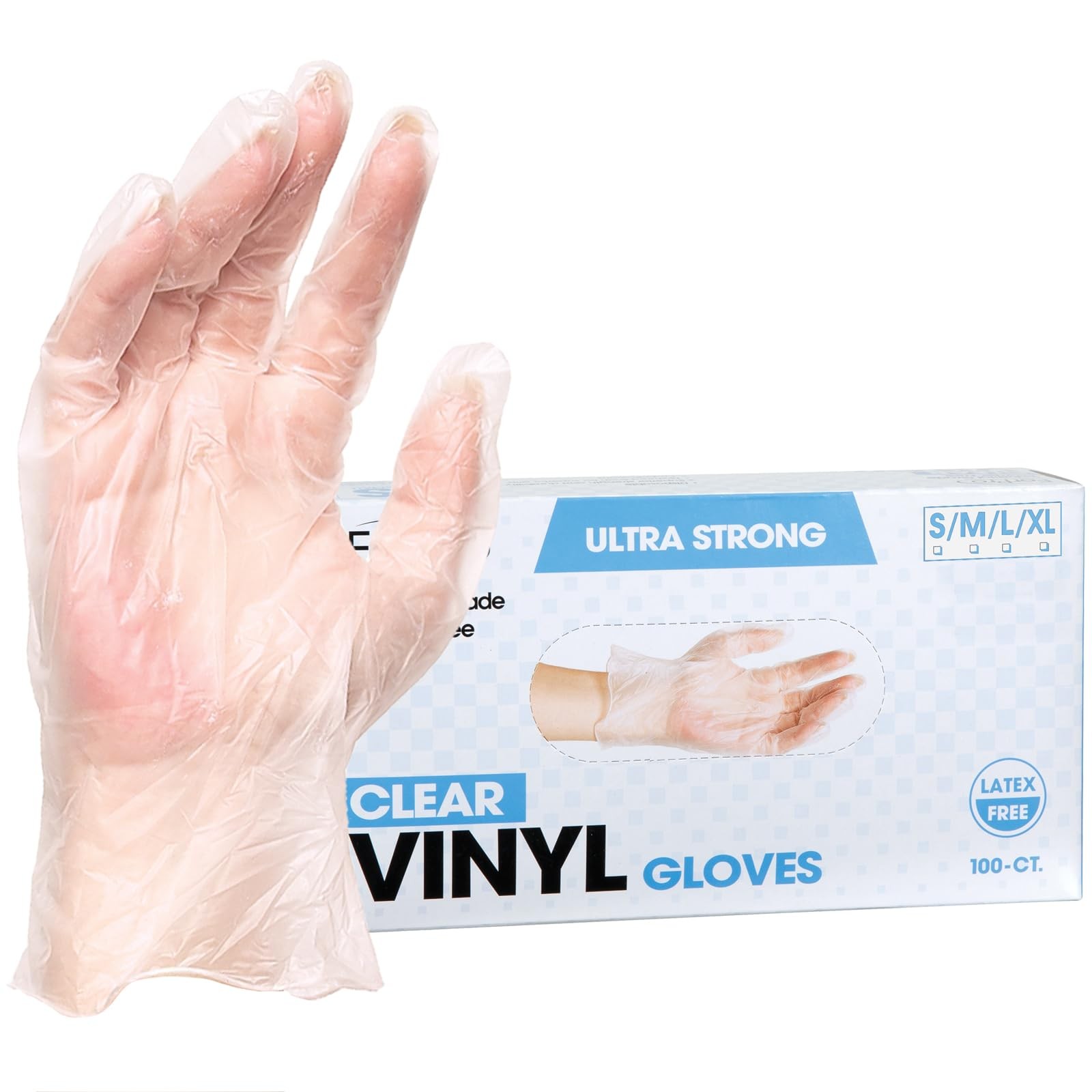 Large Pack Of 100 Clear Vinyl Gloves Food Safe Disposable Industrial Grade