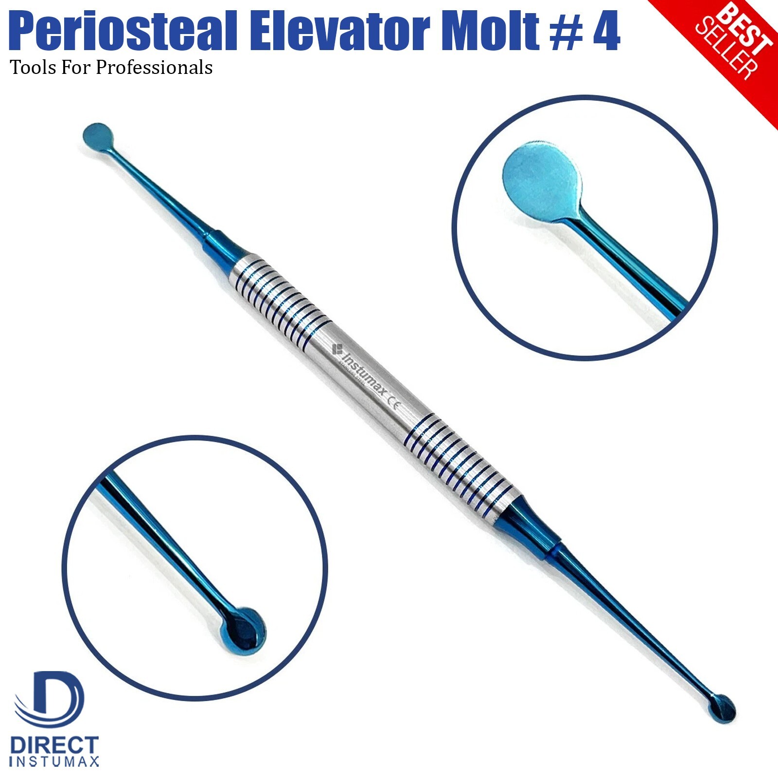 10 Pieces Dental Molt #4 Elevator Periosteal Bone Curette Surgical Instruments