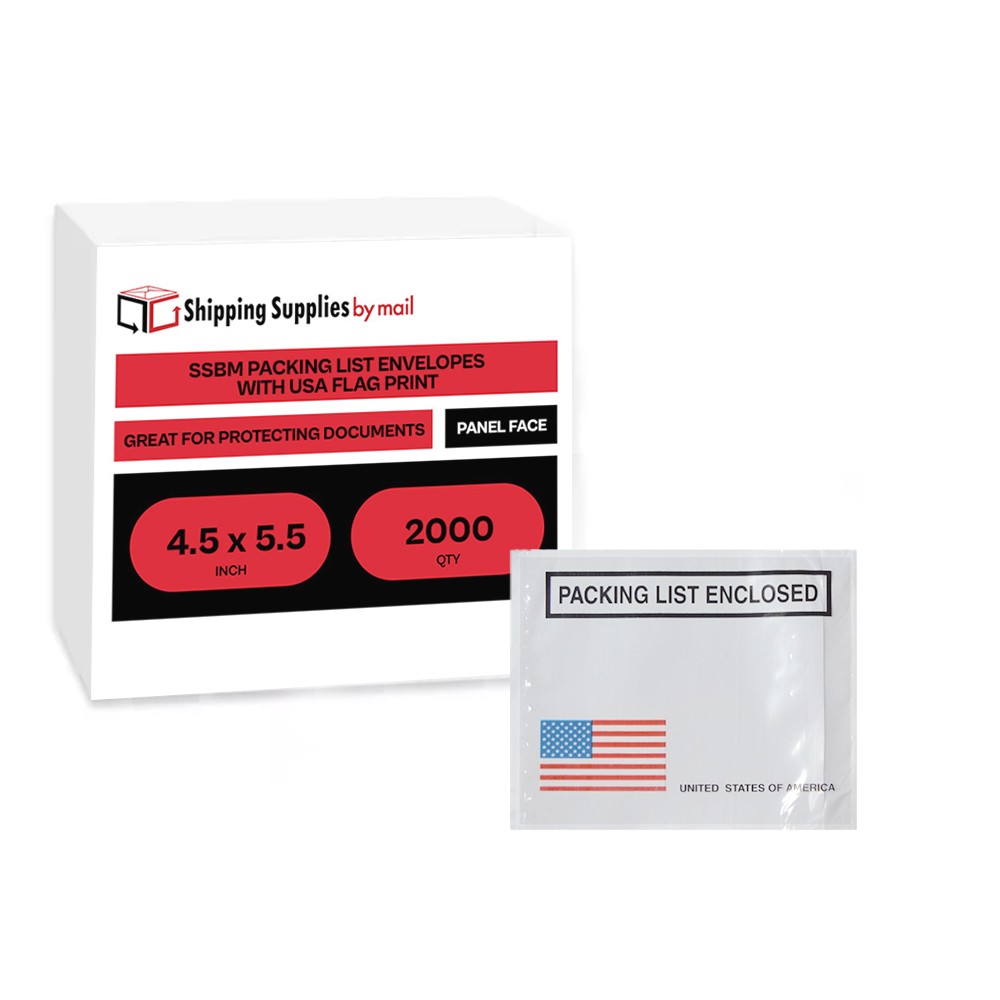 4.5″ x 5.5″ USA Print Panel Face Packing List Enclosed Envelopes 2000 Pcs