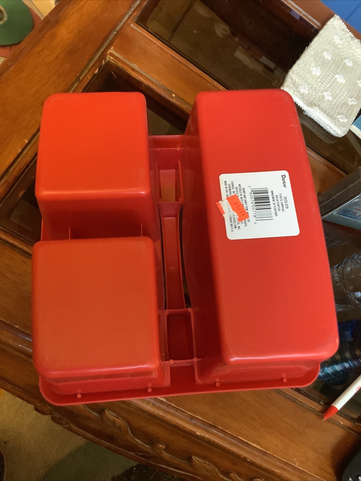 Darice – Classroom Caddy – 9 1/4” X 9 1/4” X 3 5/8” – Red – 3 Section