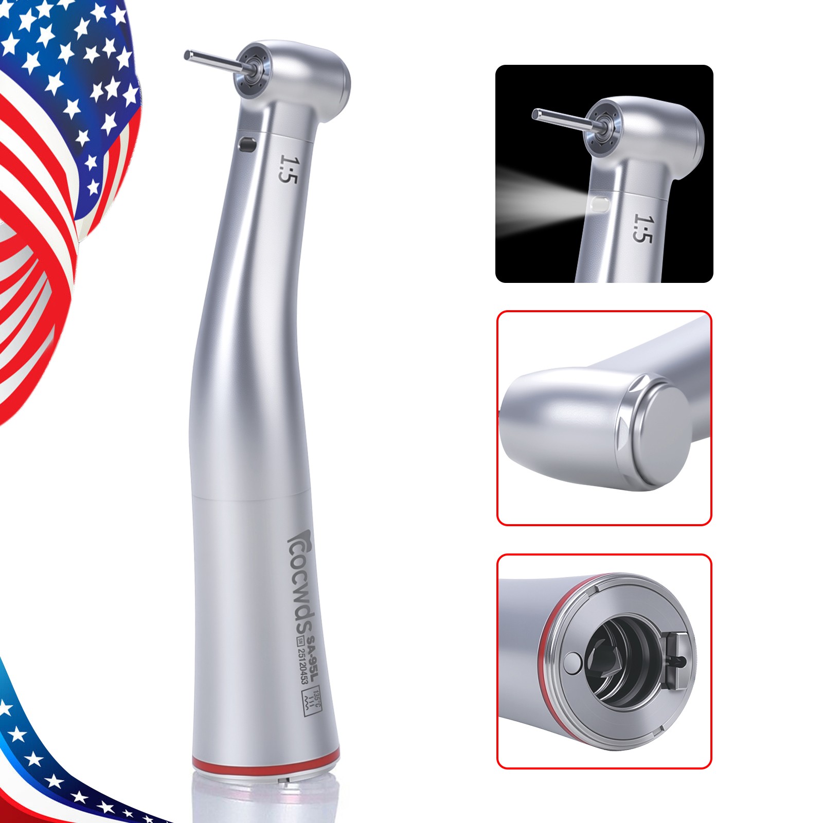 1-10*COCWDS Dental 1:5 High Speed Contra Angle Handpiece E-type