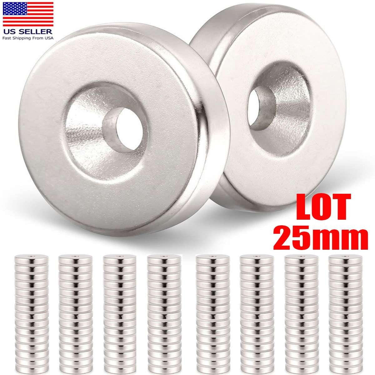 LOT 25MM Ring Round Disc Strong Neodymium Magnets Rare Earth WITH Hole Magnet