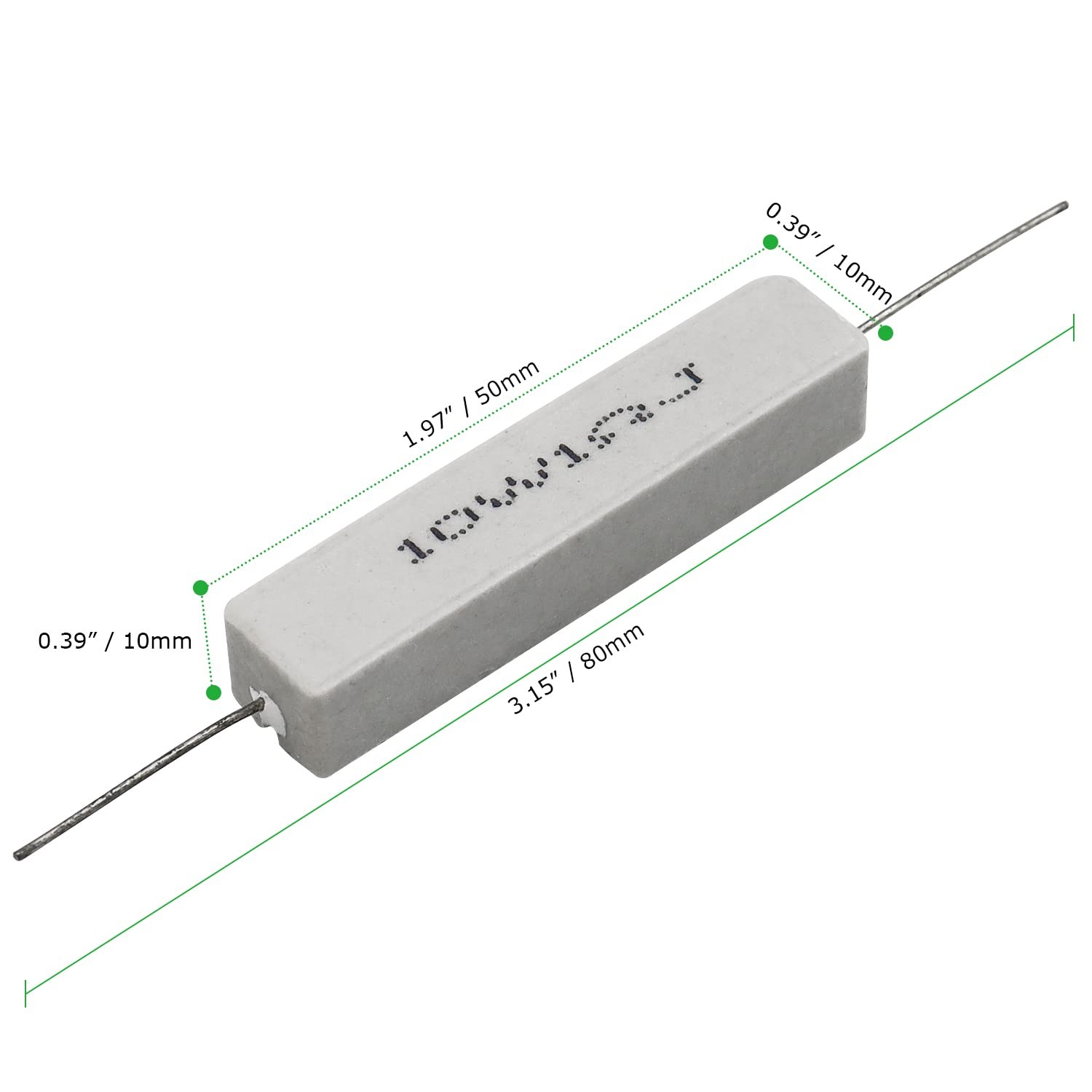 10 PCS 10w 1 ohm 5 Axial Lead Wire Resistors White Wound Fixed C Model: 10W1ΩJ