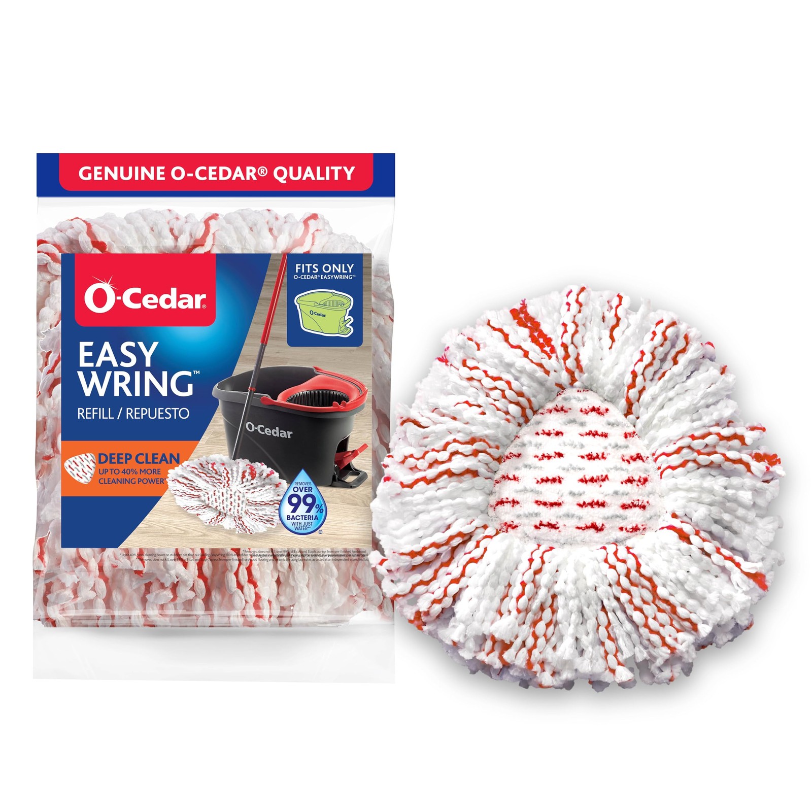 O-Cedar EasyWring Deep Clean Refill (1-Pack) | 40% 1-Pack – Clean, White