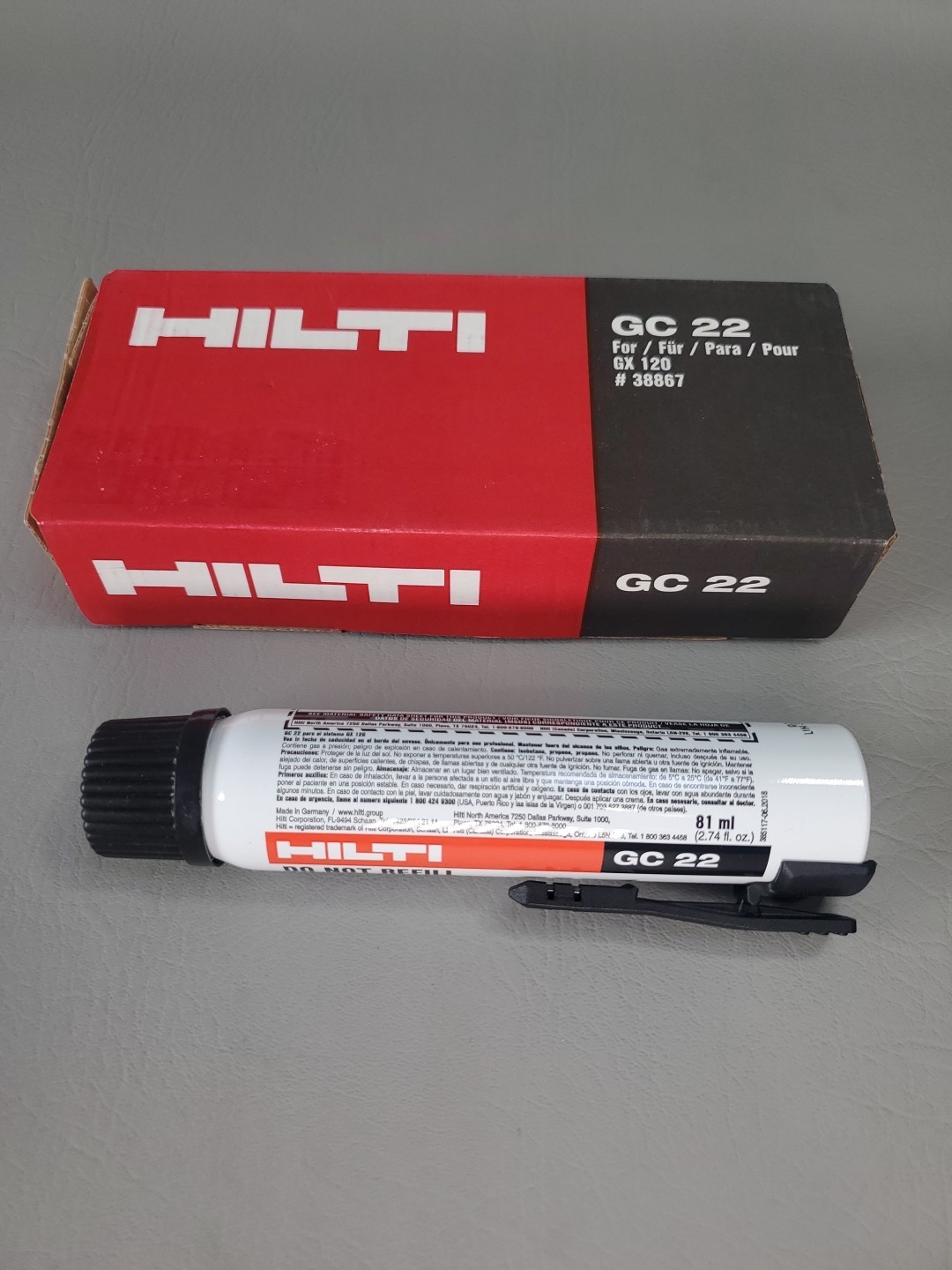 HILTI GC 22 GAS CANISTER, NEW, FOR HILTI GX 120 Expired Sept 2020 FAST SHIPPING