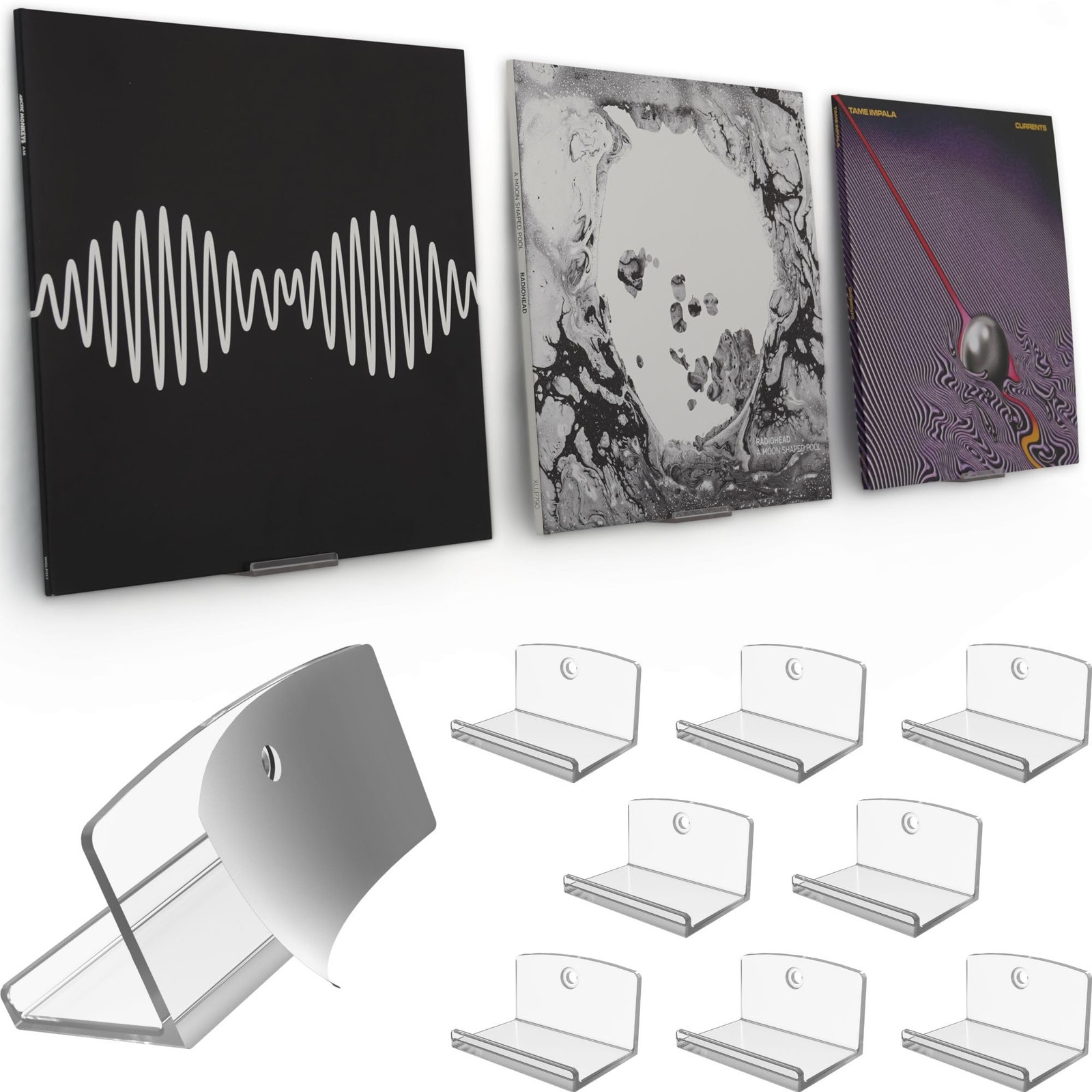 Modern JP Adhesive Vinyl Wall Mount (8-Pack) – Strong Hold Record Clear