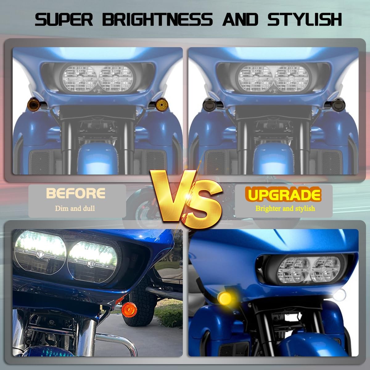 FACAILAHA Smoked Switchback Front LED Turn Signals Light Motorcycle Running