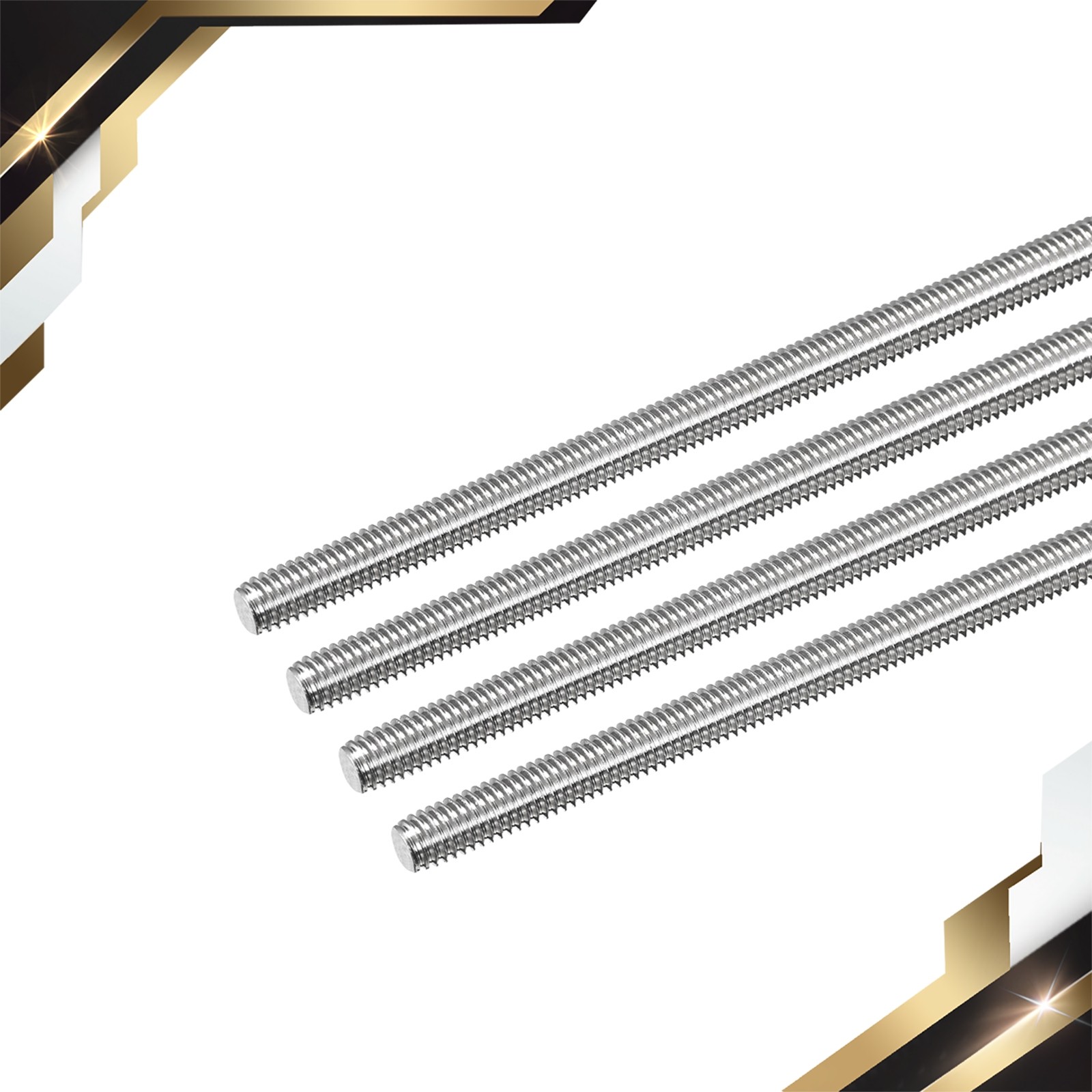 4 x Fully Threaded Rod M6x500mm 1mm Pitch 304 Stainless Steel Right Hand