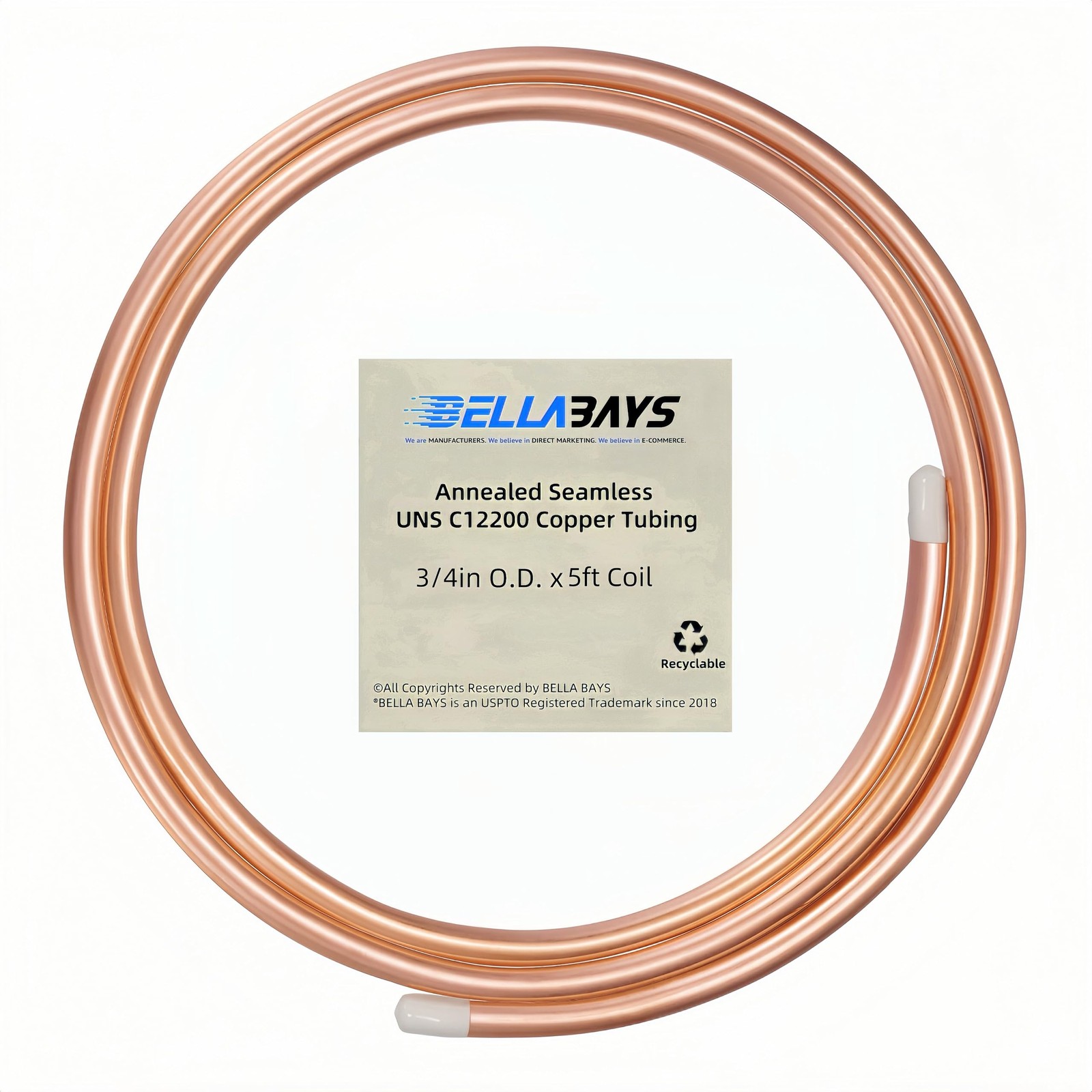 Copper Tubing 3/4″ OD x 0.687″ x 5 ft 99.9% C12200 ASTM B280 T2 HVAC ACR