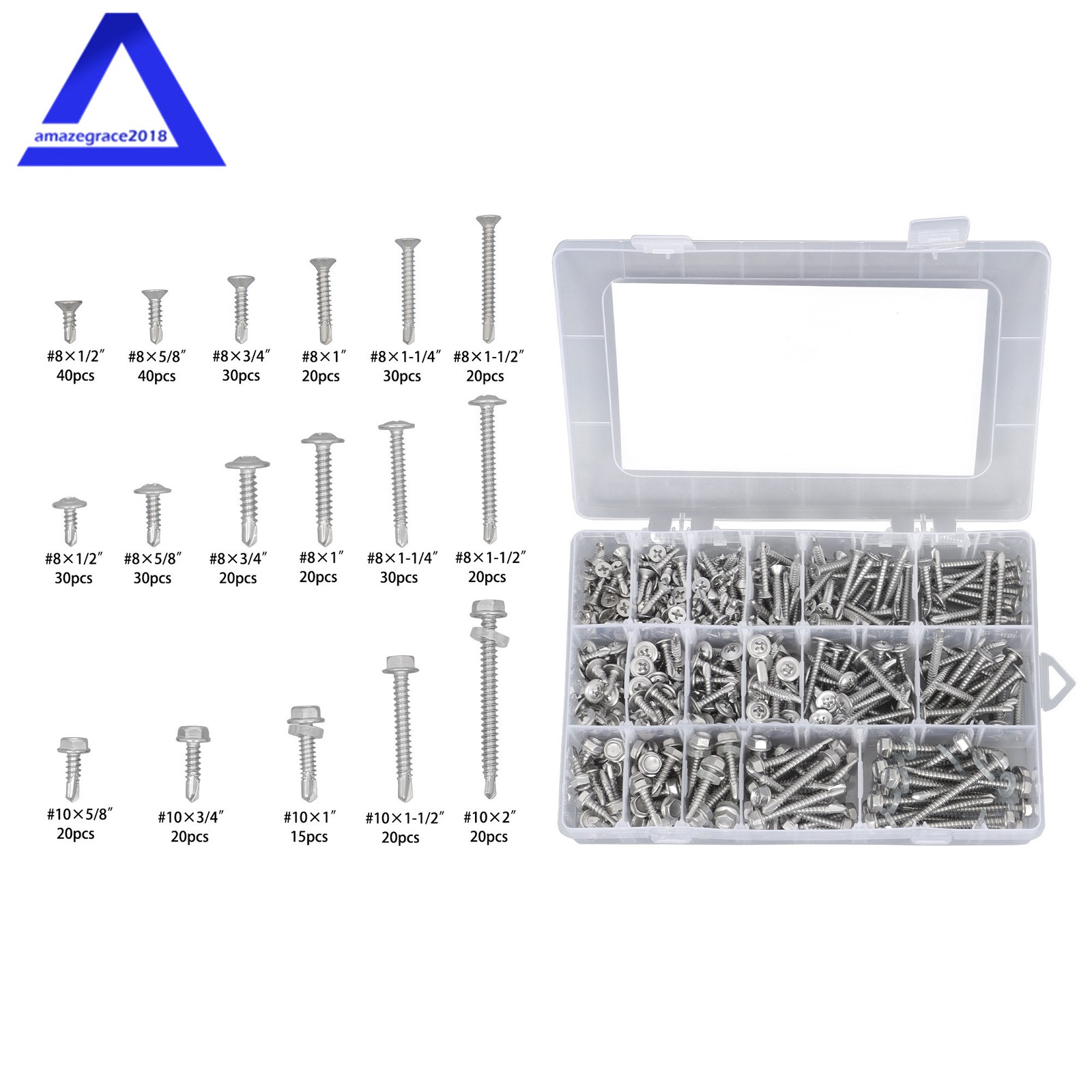 425 × 410 Stainless Steel Self Tapping Screws,#8#10 Self Drilling Assortment Set