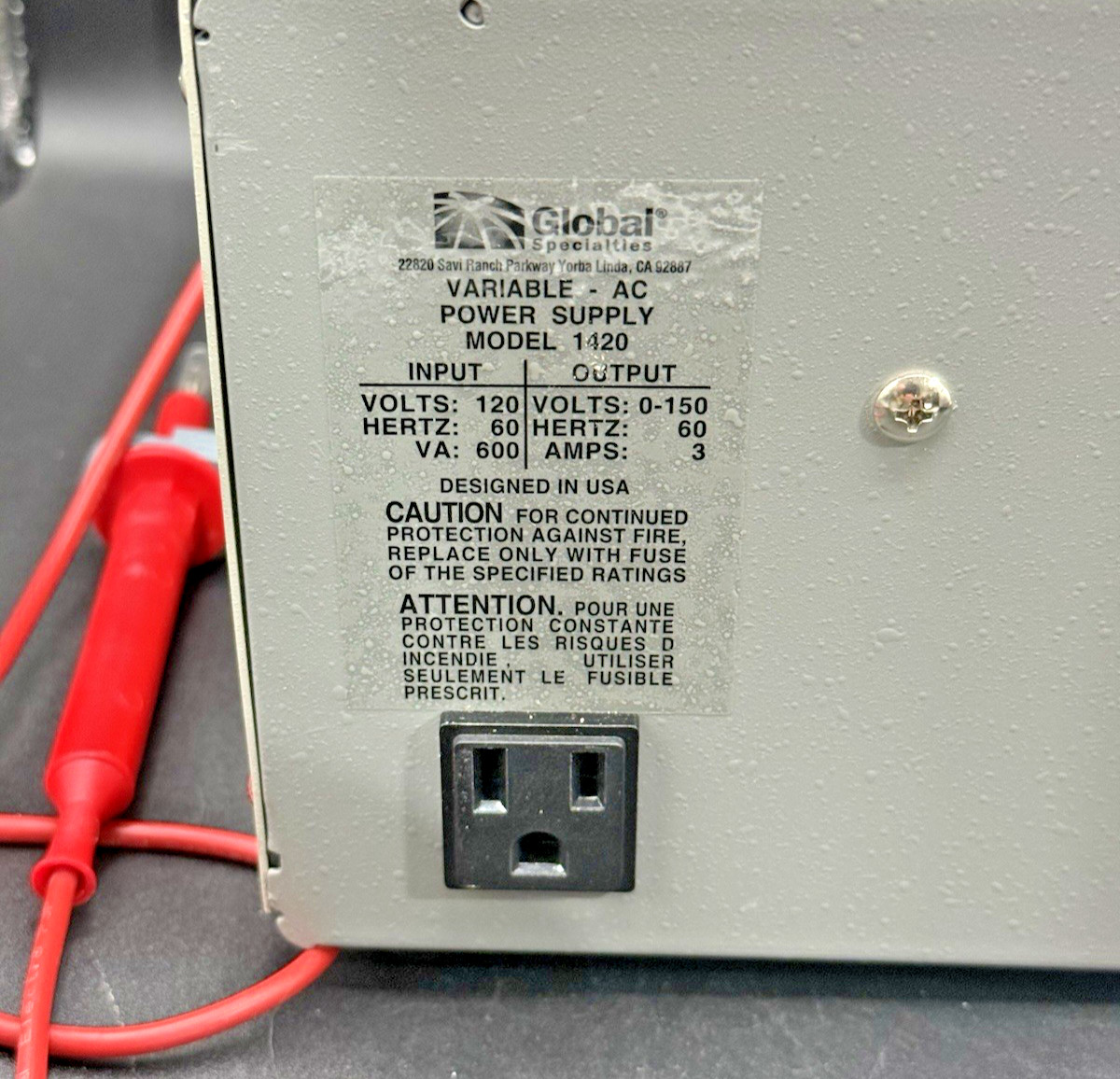 Global Specialties 1420 AC Power Supply