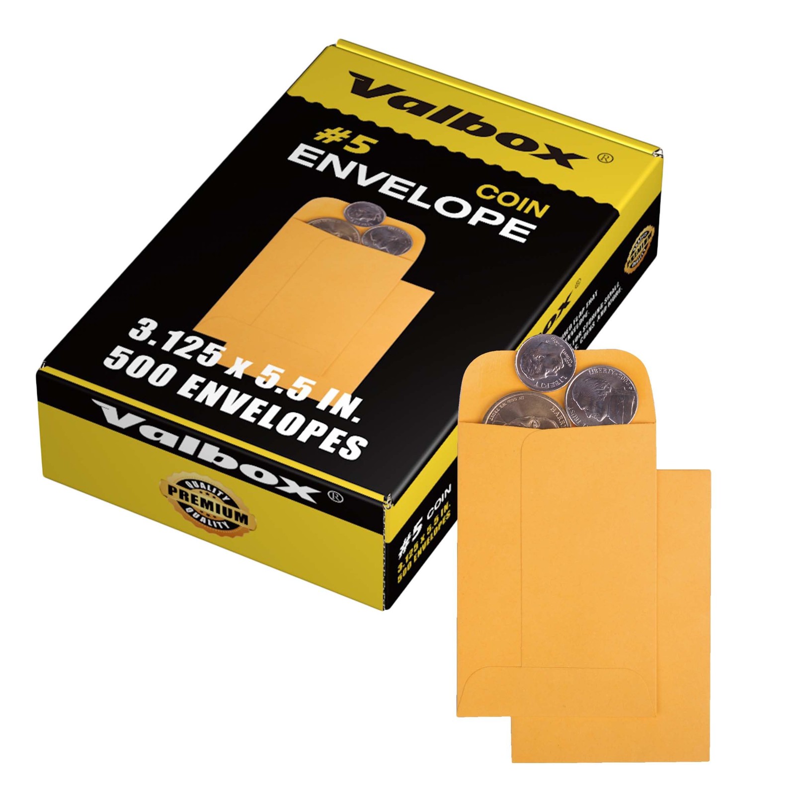 ValBox #5 Coin Envelopes 3.125×5.5″ Seed, Small Parts, Craft w/ Gummed Flap 500p