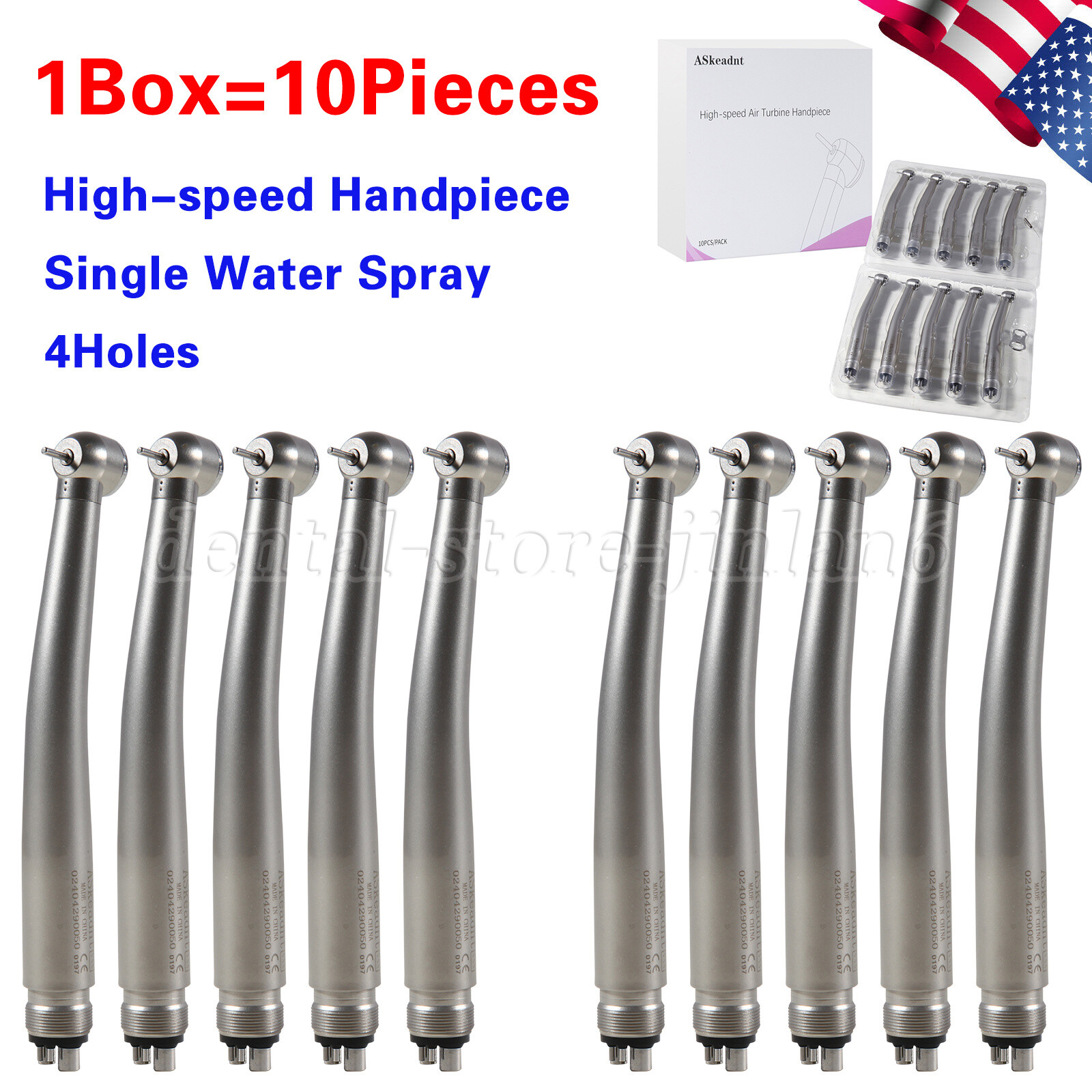 4 Hole Dental High Speed Handpiece Large Head Single Water Spray Air Turbine 10