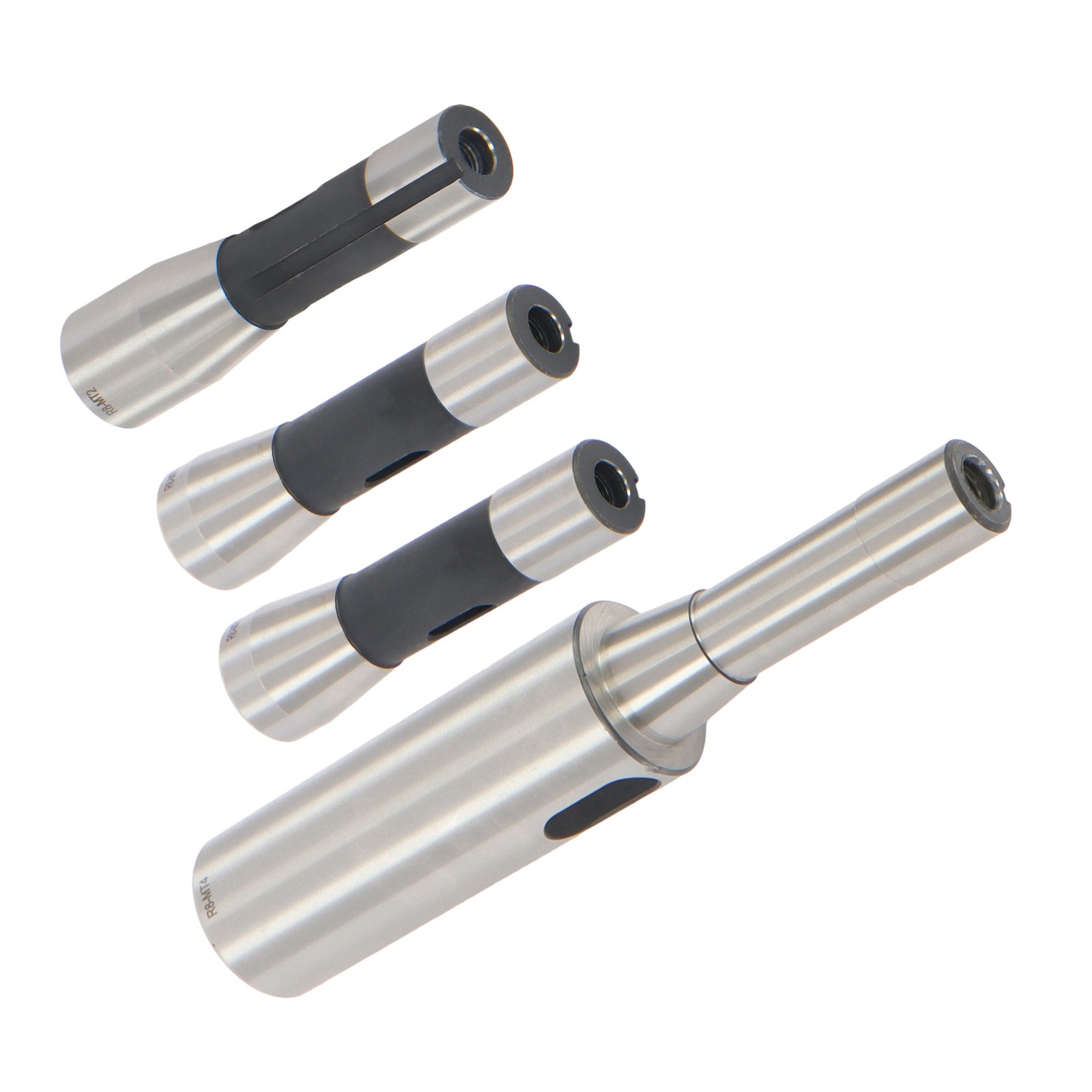 Versatile 4 Pack Set Steel Contains R8 Shank to Morse Taper MT1, MT2, MT3 & MT4