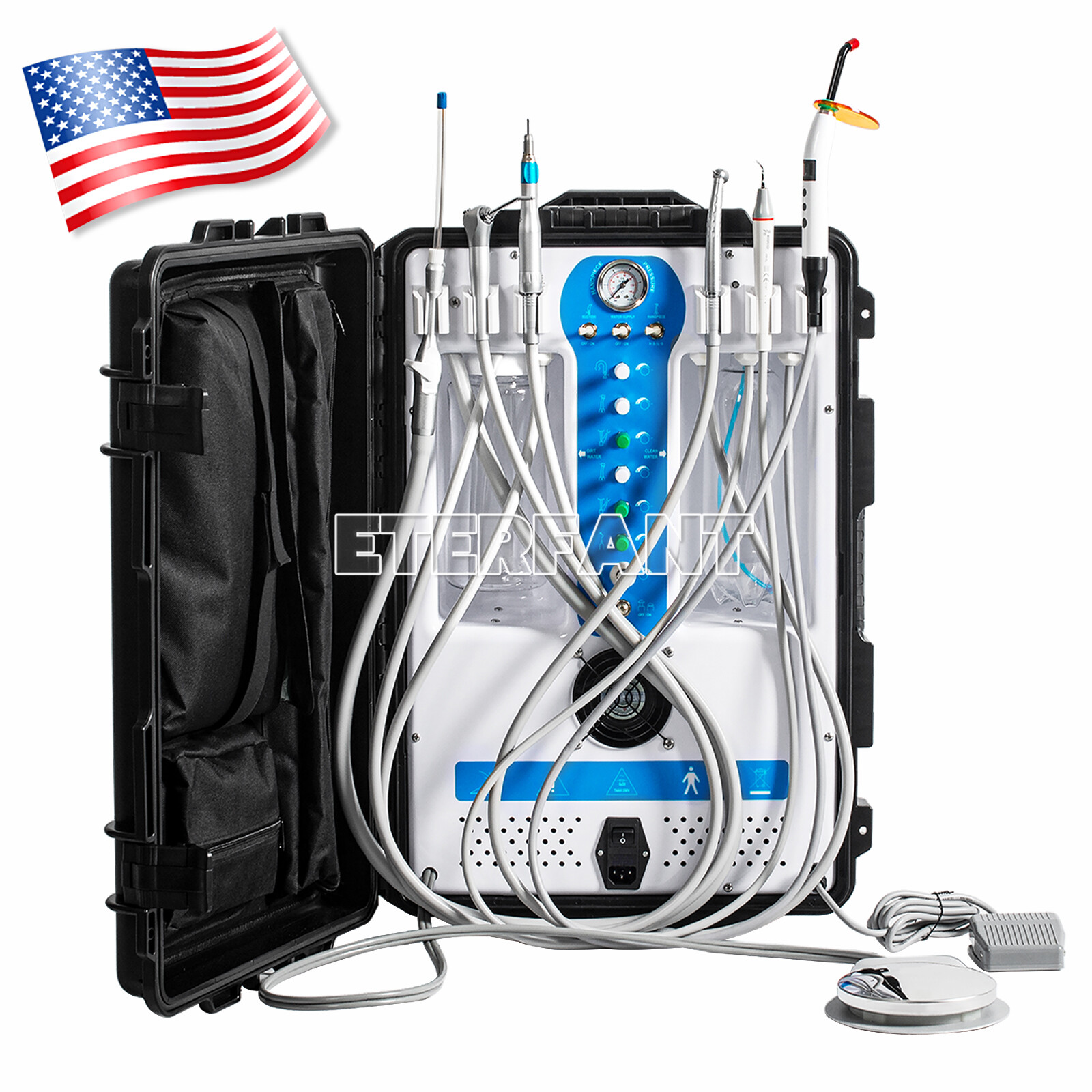 Wall Hanging Dental Turbine Unit w/Air Compressor Portable Mobile Delivery Cart