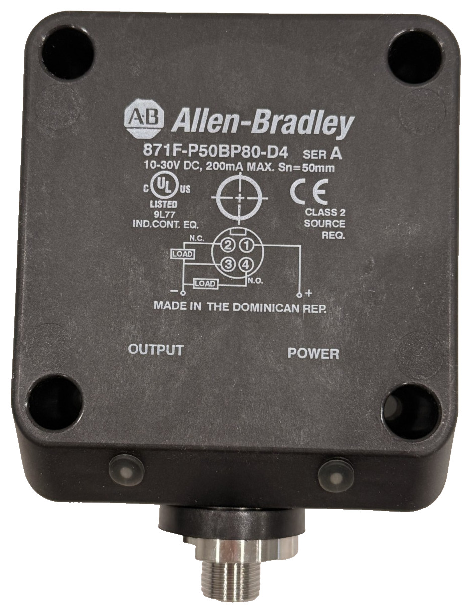 ALLEN BRADLEY 871F-P50BP80-D4 SER. A PROXIMITY SENSOR 871FP50BP80D4 NEW, SURPLUS