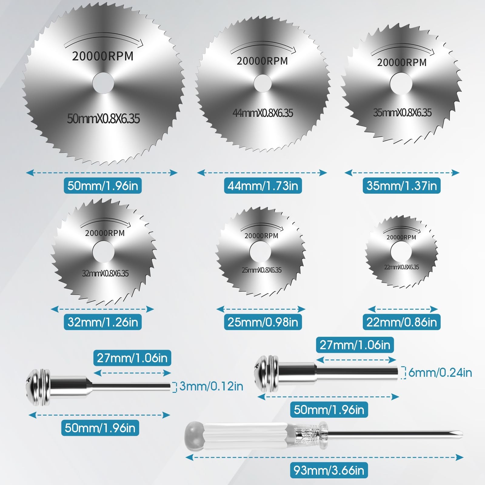 9pcs Drill Cutting Wheel and Saw Bit Set – 1/4 Inch Hex Shank Rotary Silver
