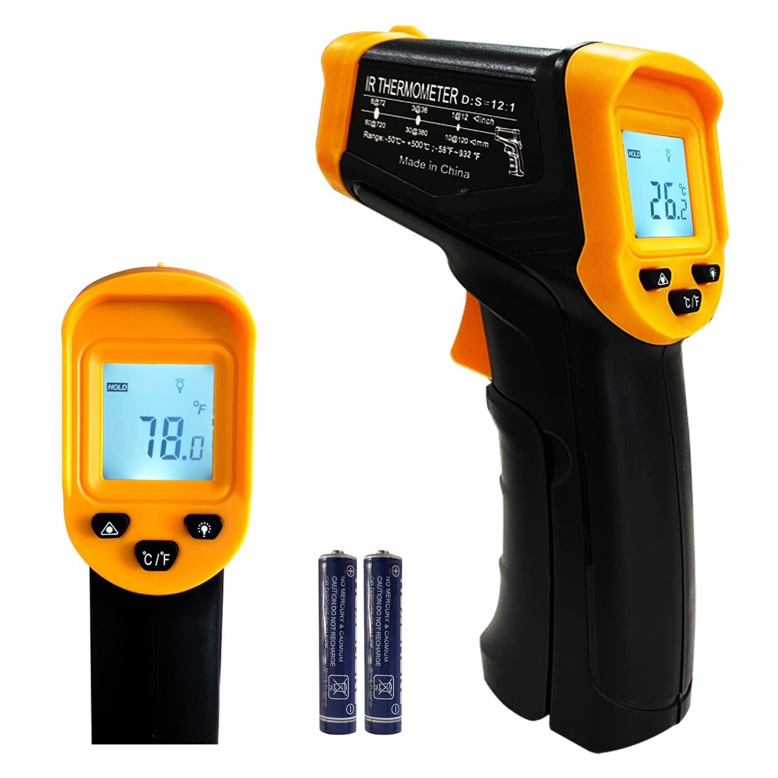 Digital Infrared Thermometer gun for cooking,BBQ,Pizza Handhold, Black