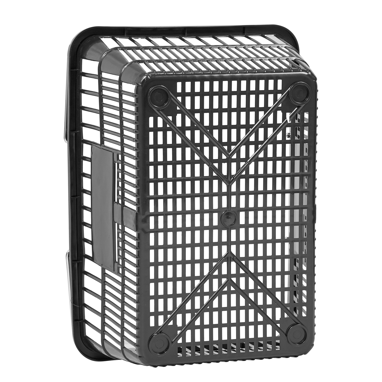 Uimoso Set of 12 Stackable Black PE Shopping Baskets with Handles for Groceries