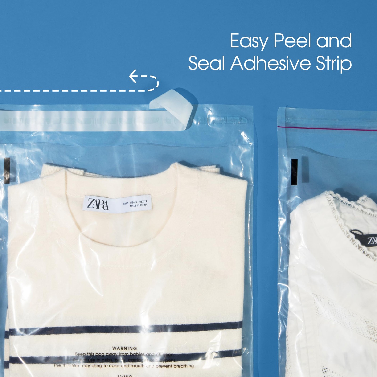 Spartan Industrial – 14” X 20” (100 Count) Self Seal Clear Poly Bags with Suffoc